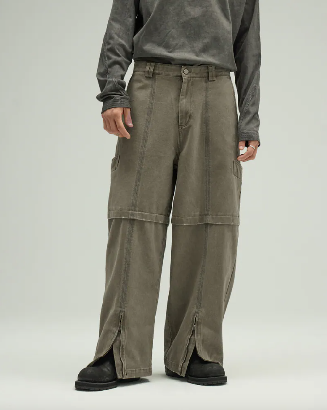 Silver9 Zip-Panel Contrast Utility Pants 拉鍊拼接撞色工裝褲(男女款)