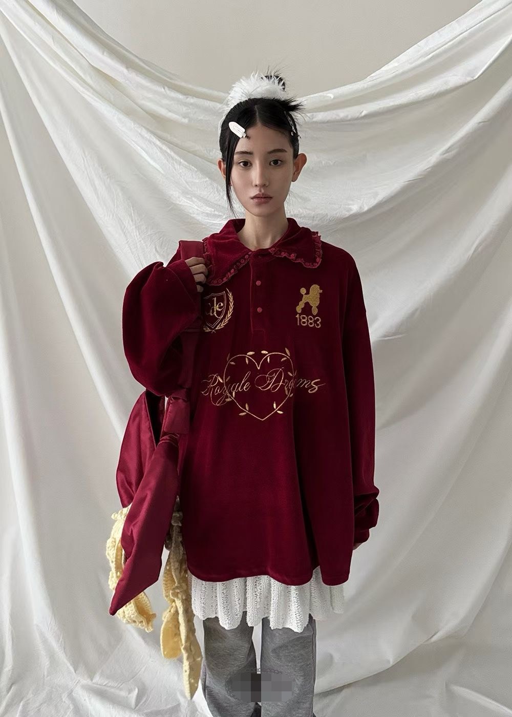 絨布翻領皇家長版上衣