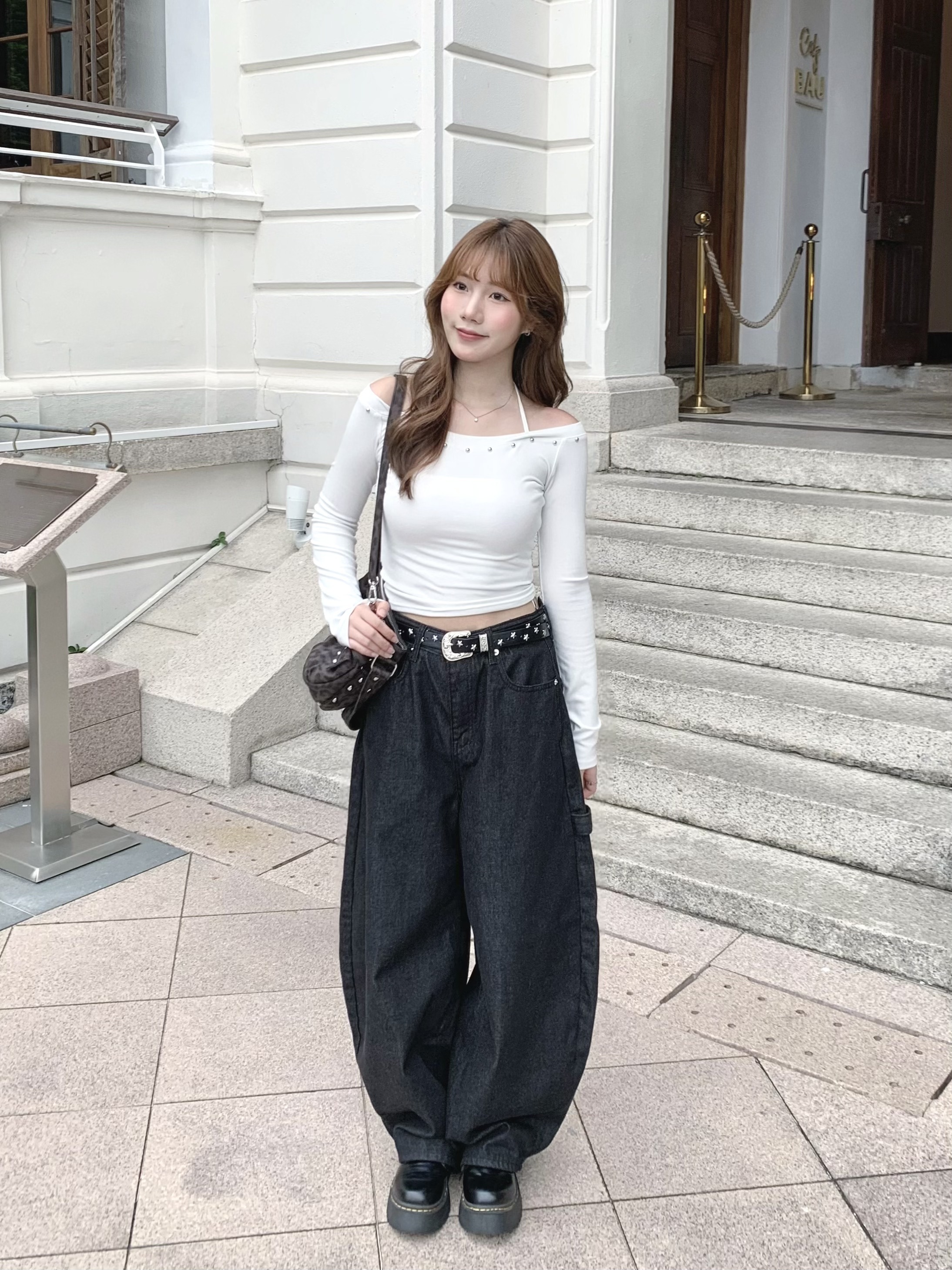 P0213｜Y2K 型格十字架豹紋彎刀褲⋆🖤𐙚₊˚⊹