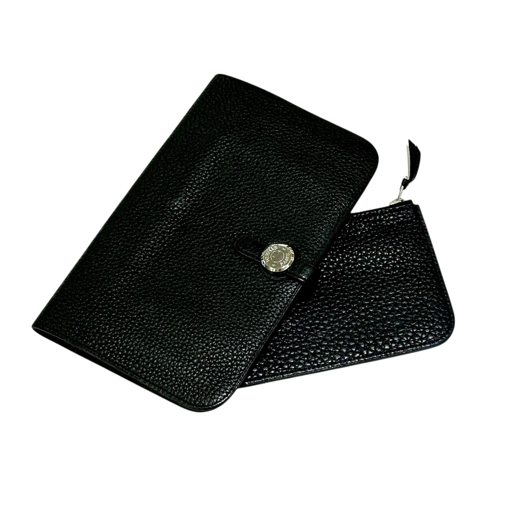 95%NEW二手HERMES長銀包 DOGON DUO  黑色TOGO銀扣 LONG WALLET #兩年免費保養 #香榭站正品
