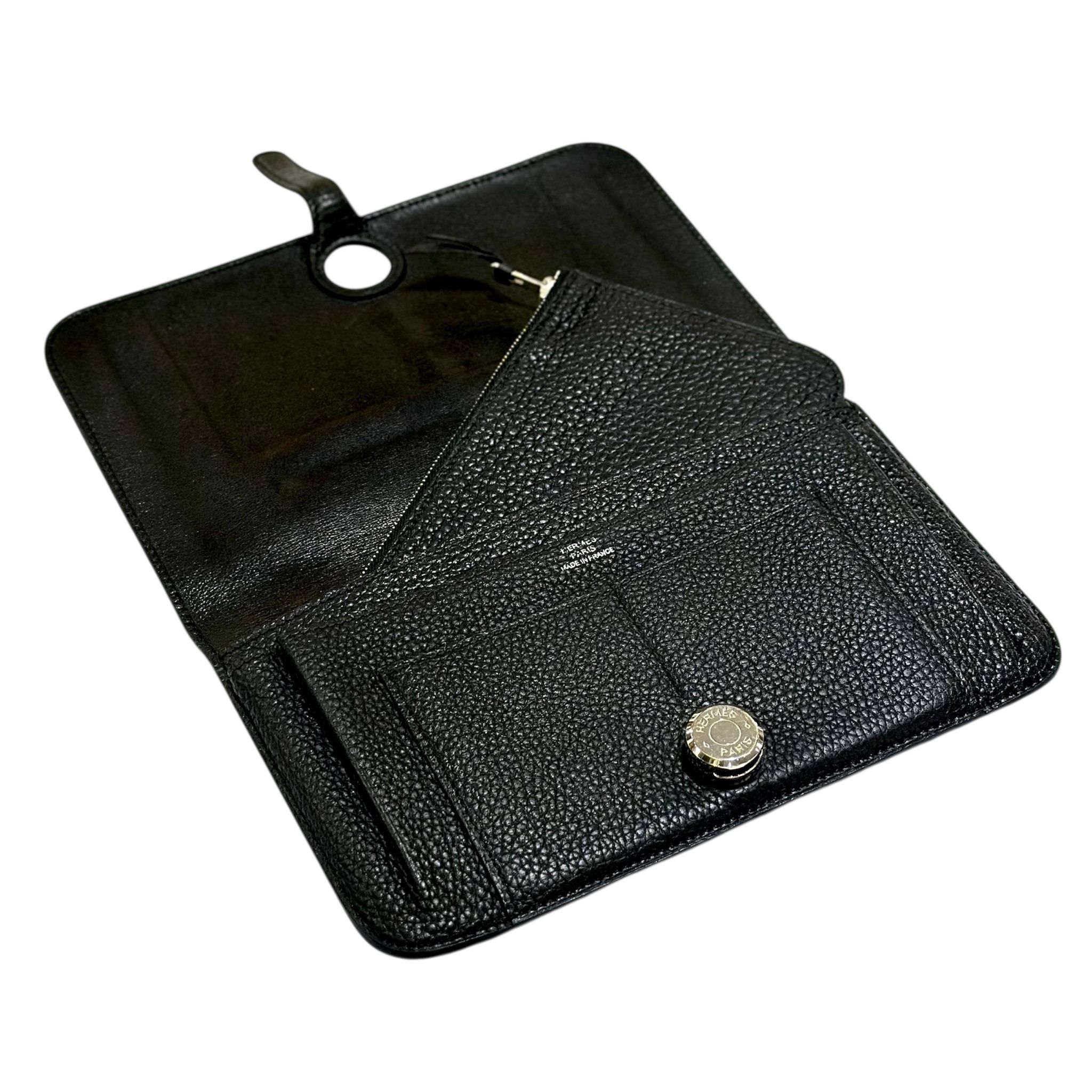 95%NEW二手HERMES長銀包 DOGON DUO  黑色TOGO銀扣 LONG WALLET #兩年免費保養 #香榭站正品