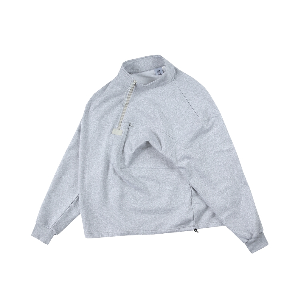 SORONA ｜發熱 立領 半拉鏈上衣 重磅 長T 寬闊型 長袖 寬鬆落肩【 FUZY 】- A201699