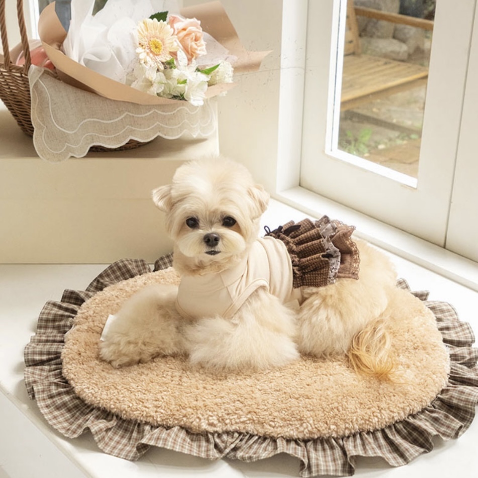 Cancan素雅內搭層裙 -棕色拼花（米杏色） It’s sunny outside