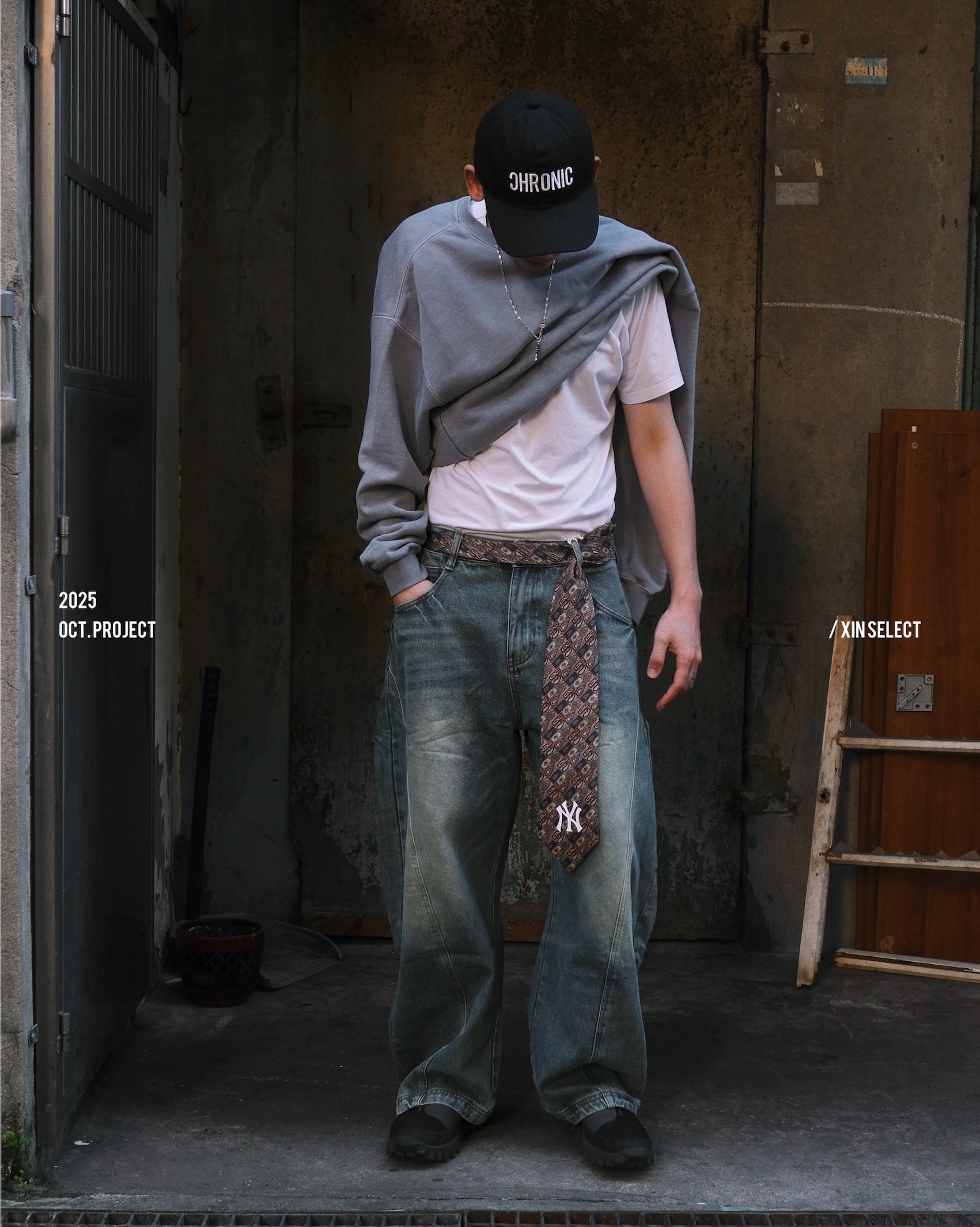 <單件免運!!>IVORY Vintage Wide Pants 水洗 仿舊 牛仔褲 彎刀褲 復古淺藍【K3353】