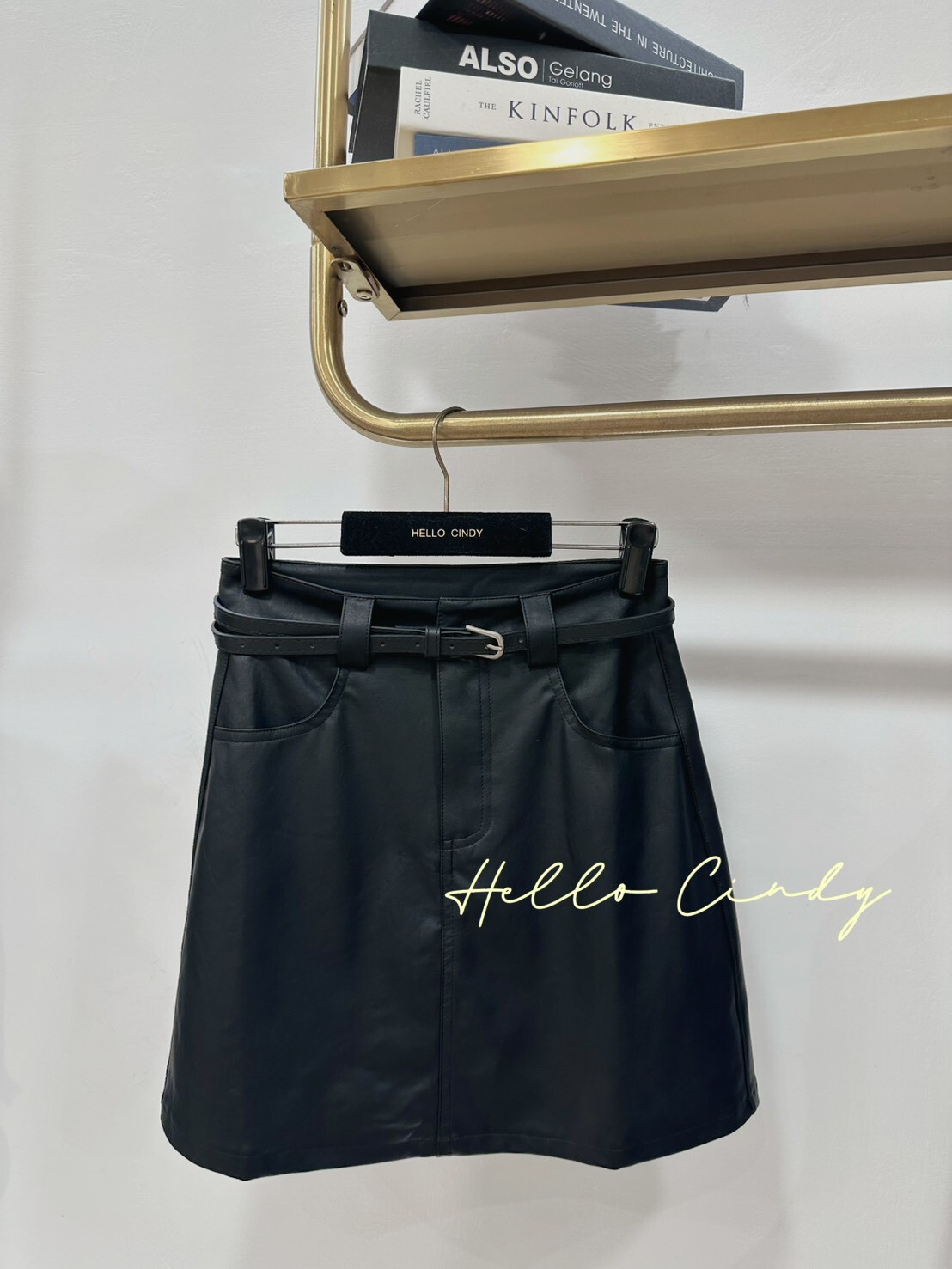 B10063 Cindy大推自留秋季仿皮革窄褲裙(附腰帶)