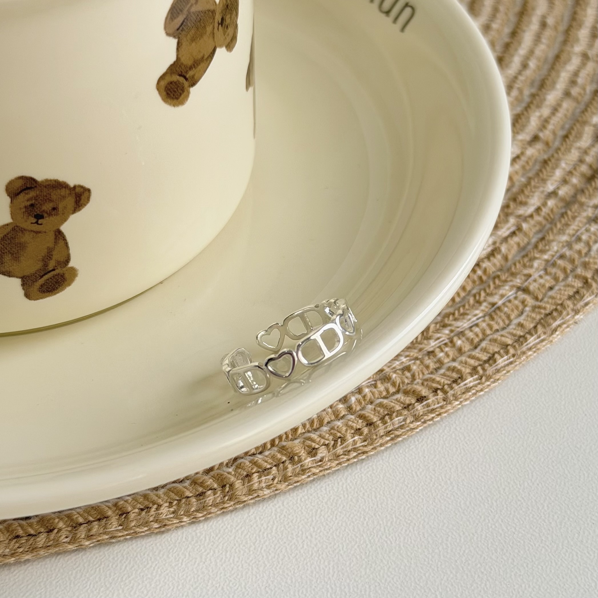 Y72豬鼻愛心純銀調整戒