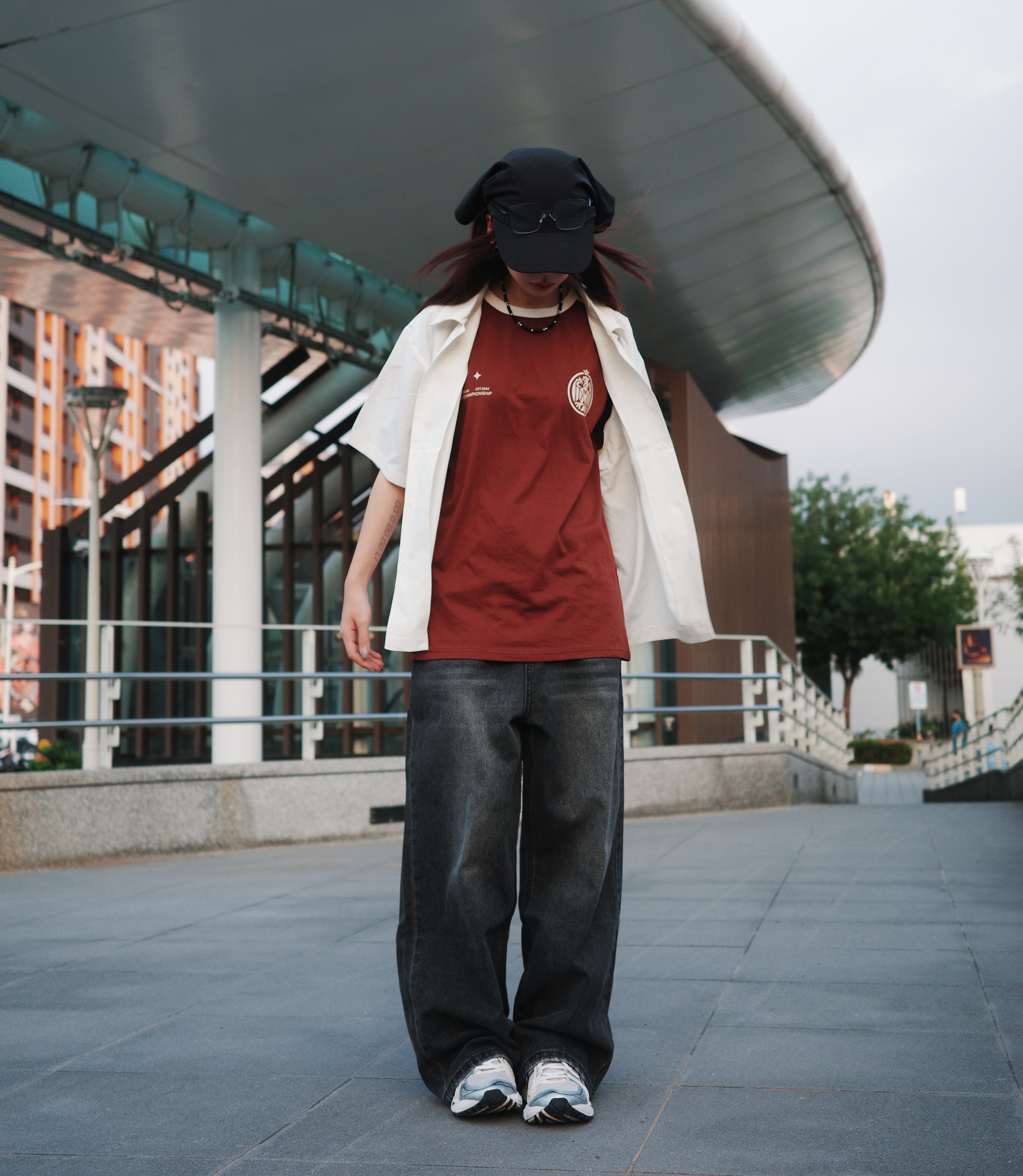 JINMANU LOGO BAGGY JEANS 水洗印花落地牛仔褲 長褲