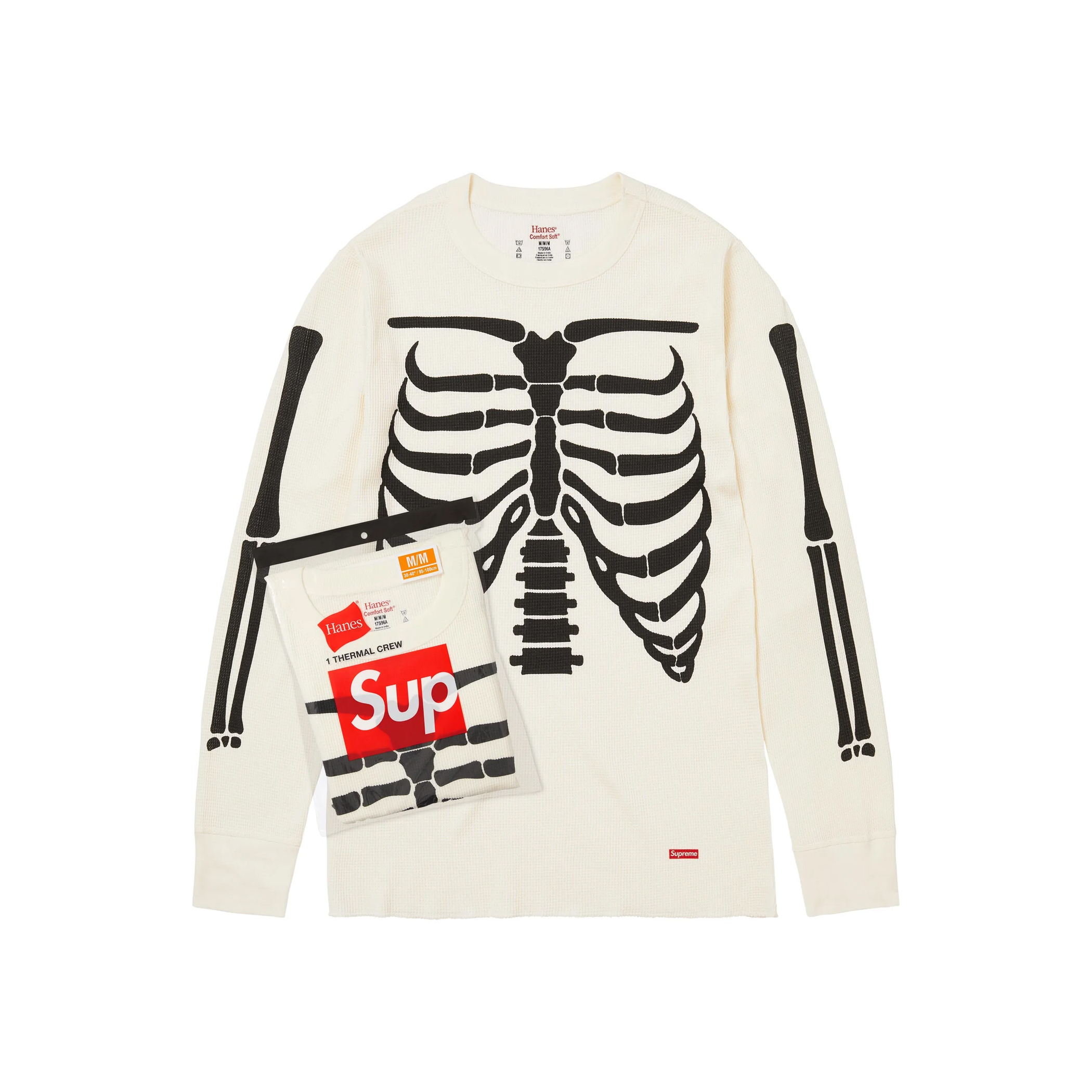 SUPREME / HANES BONES THERMAL CREW (1 PACK) 骨骼 骨頭 長T 白-FW25A29