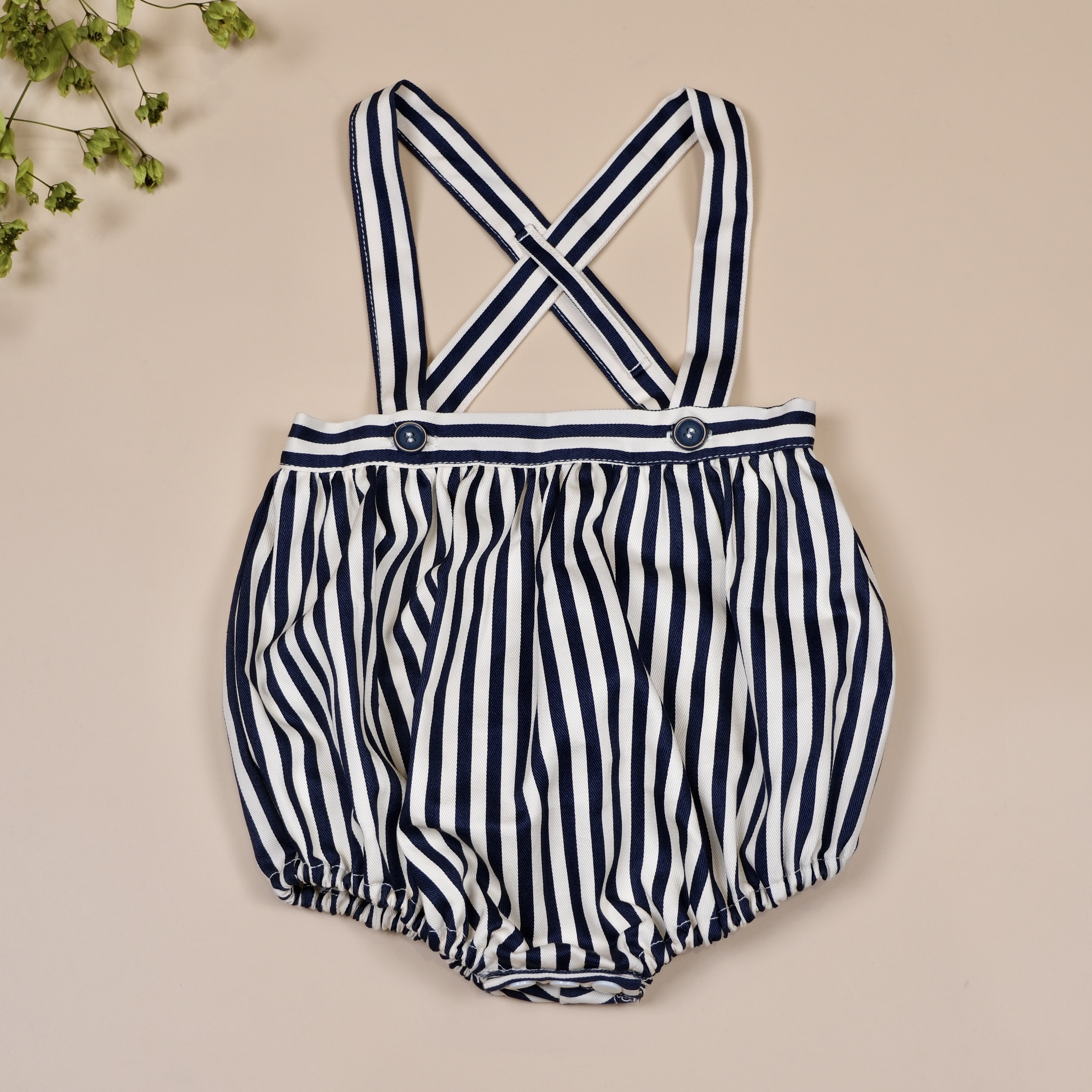 藍白條紋 ◈ 手作吊帶包屁衣