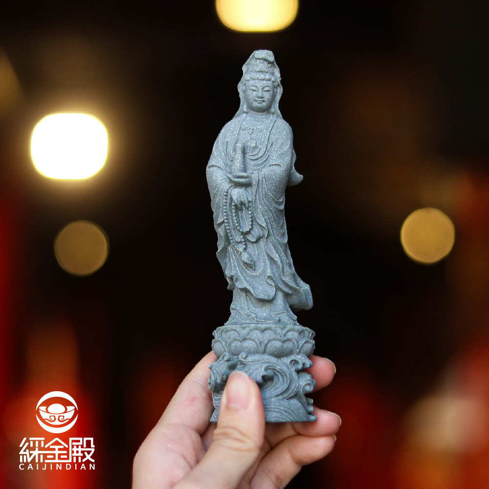 觀音菩薩擺件｜渡海淨瓶觀音｜消 災解厄｜淨化煩惱｜青砂石【綵金殿】