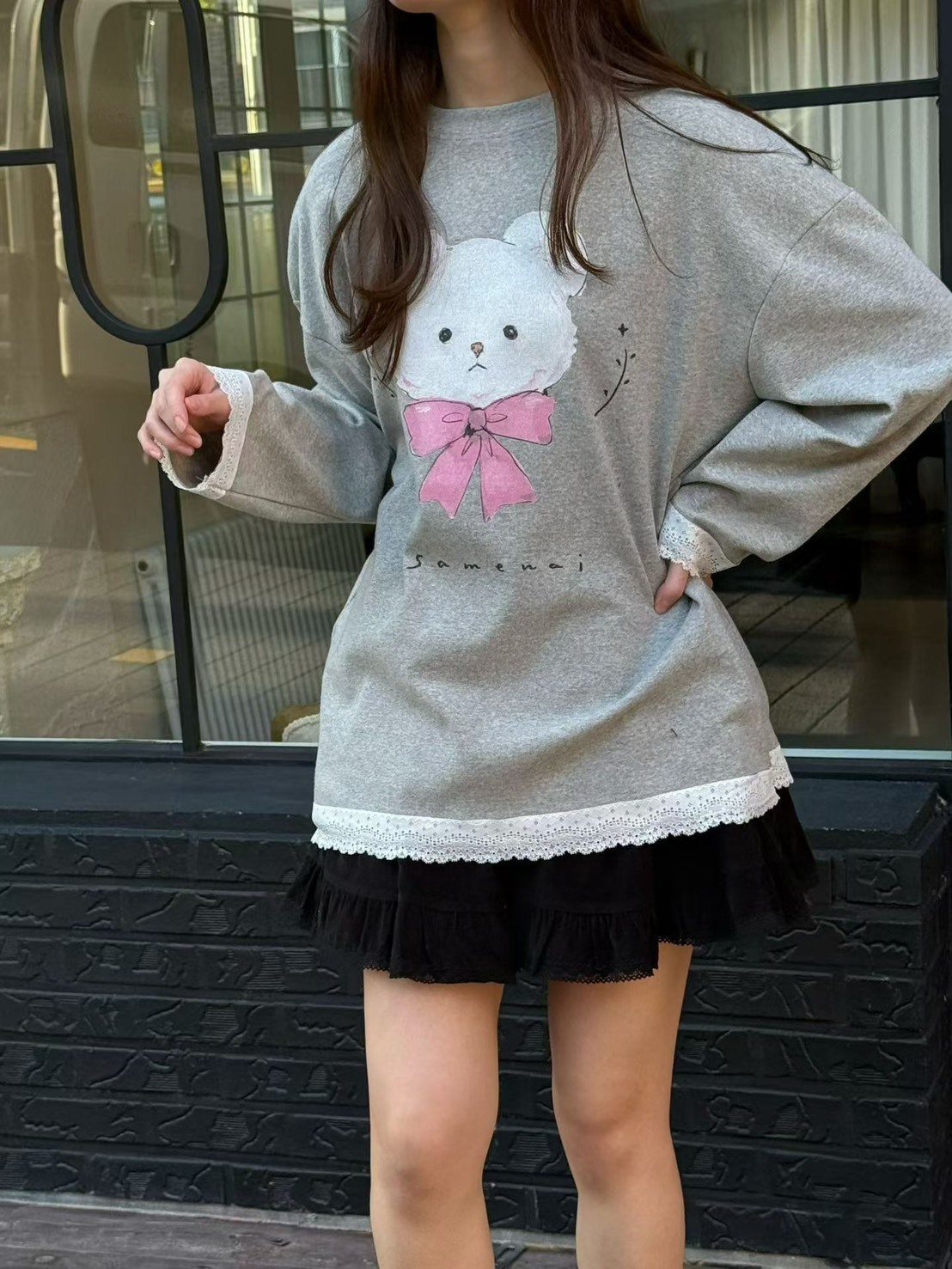 粉結白熊長袖T