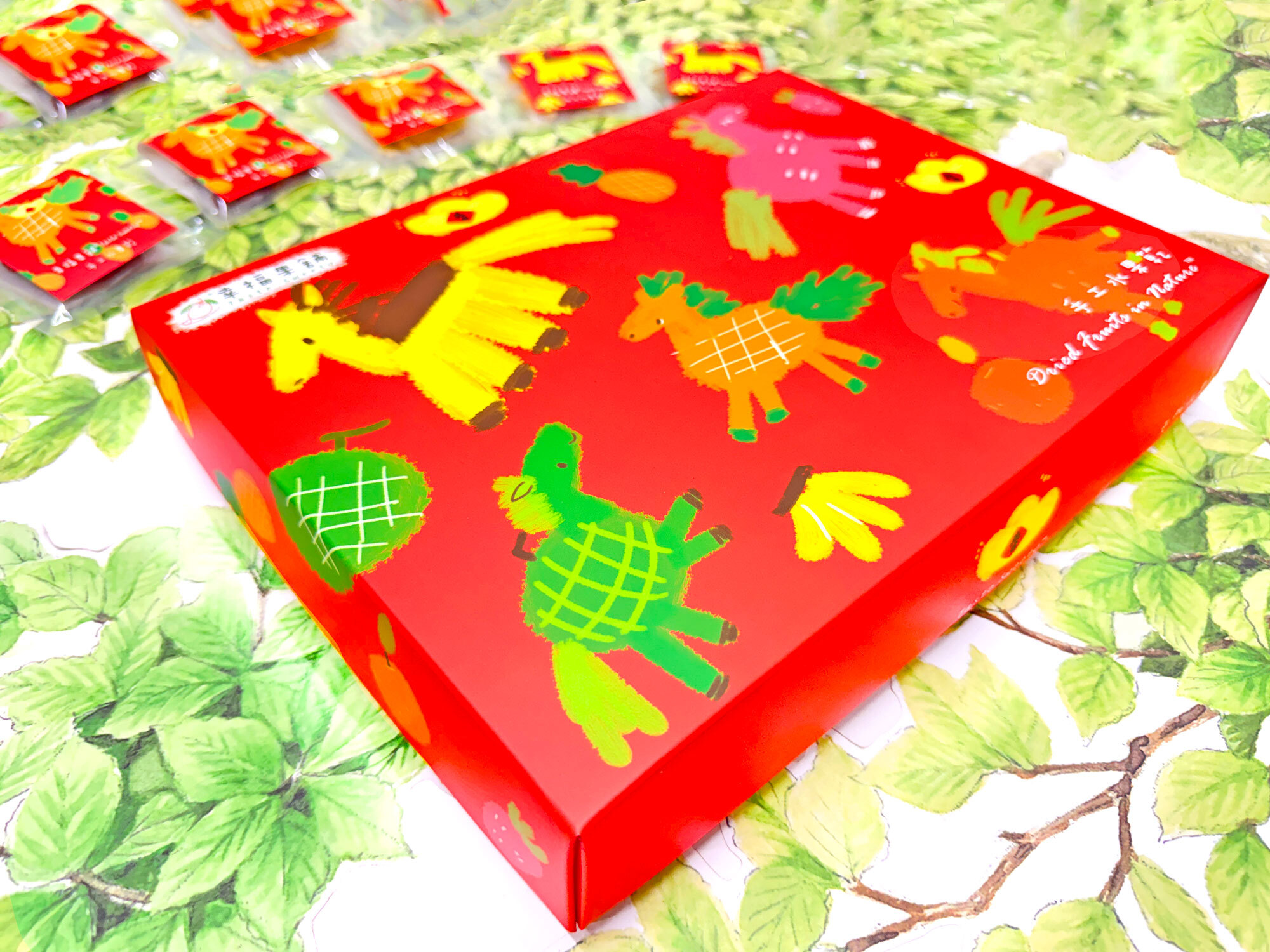 New Year Five Blessings Fruits Horses - Dried Fruits Gift Box - 2 Grids 6-8 packs
