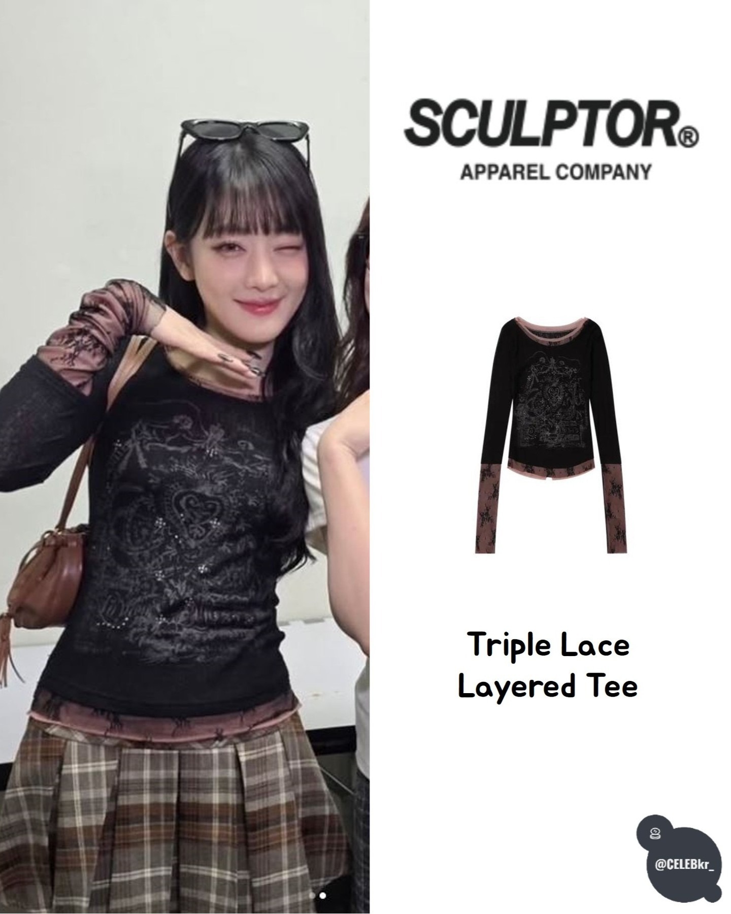 SCULPTOR) REI,CHAEWON同款！Triple Lace Layered Tee - 3col