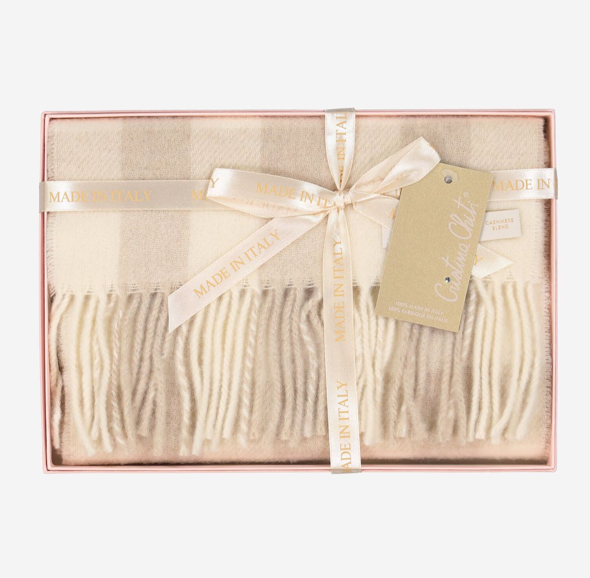 英國代購 (獨立訂單)-CRISTINA CHITI Checkered Wool Blend Scarf&nbsp;180x26cm