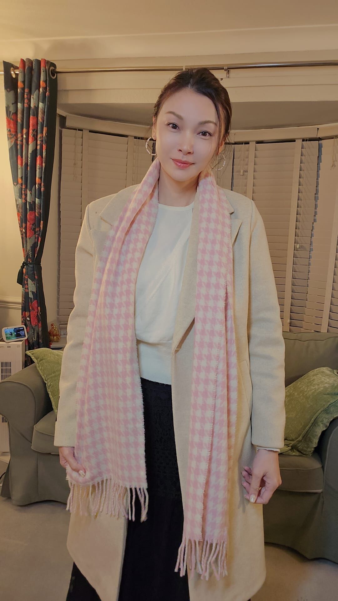 英國代購 (獨立訂單)-CRISTINA CHITI Checkered Wool Blend Scarf&nbsp;180x26cm