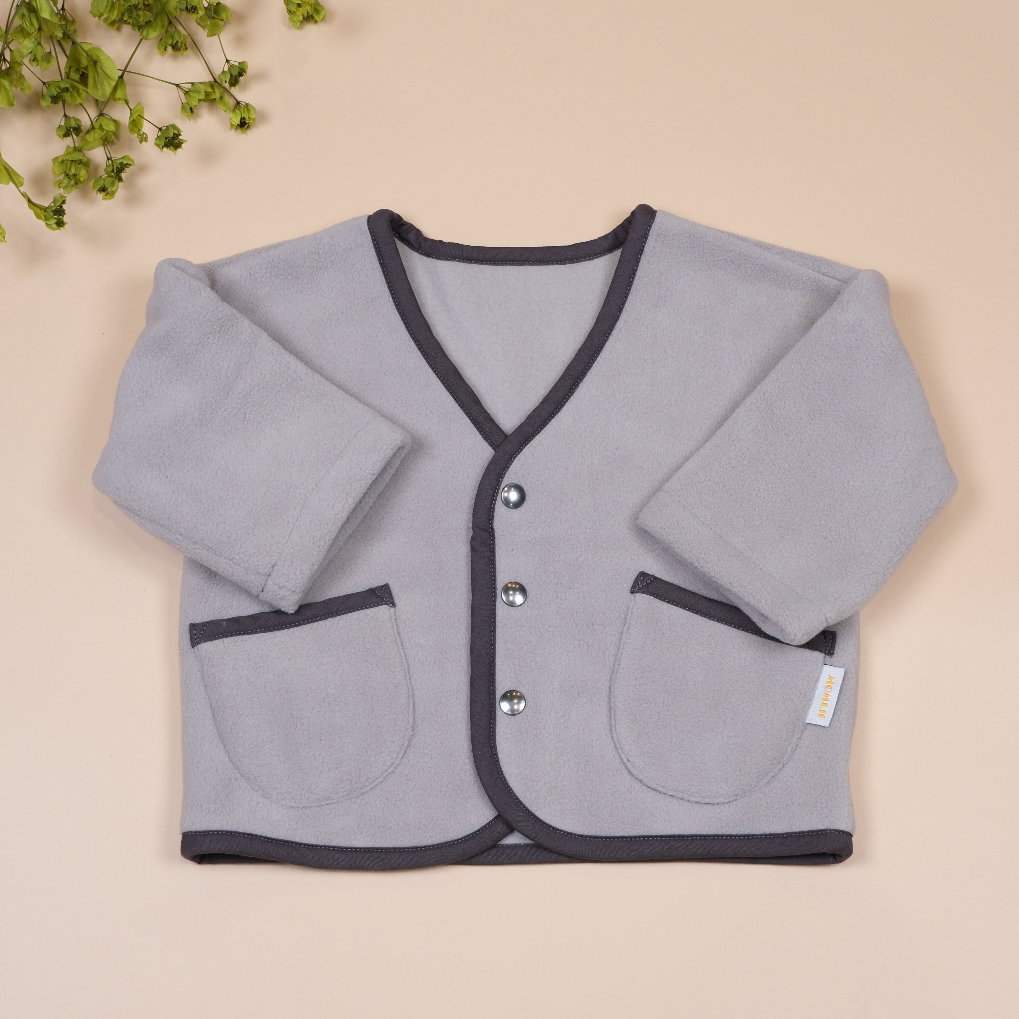 森森日常 ❖ 淺灰 ❖ 手作童裝刷毛按扣外套