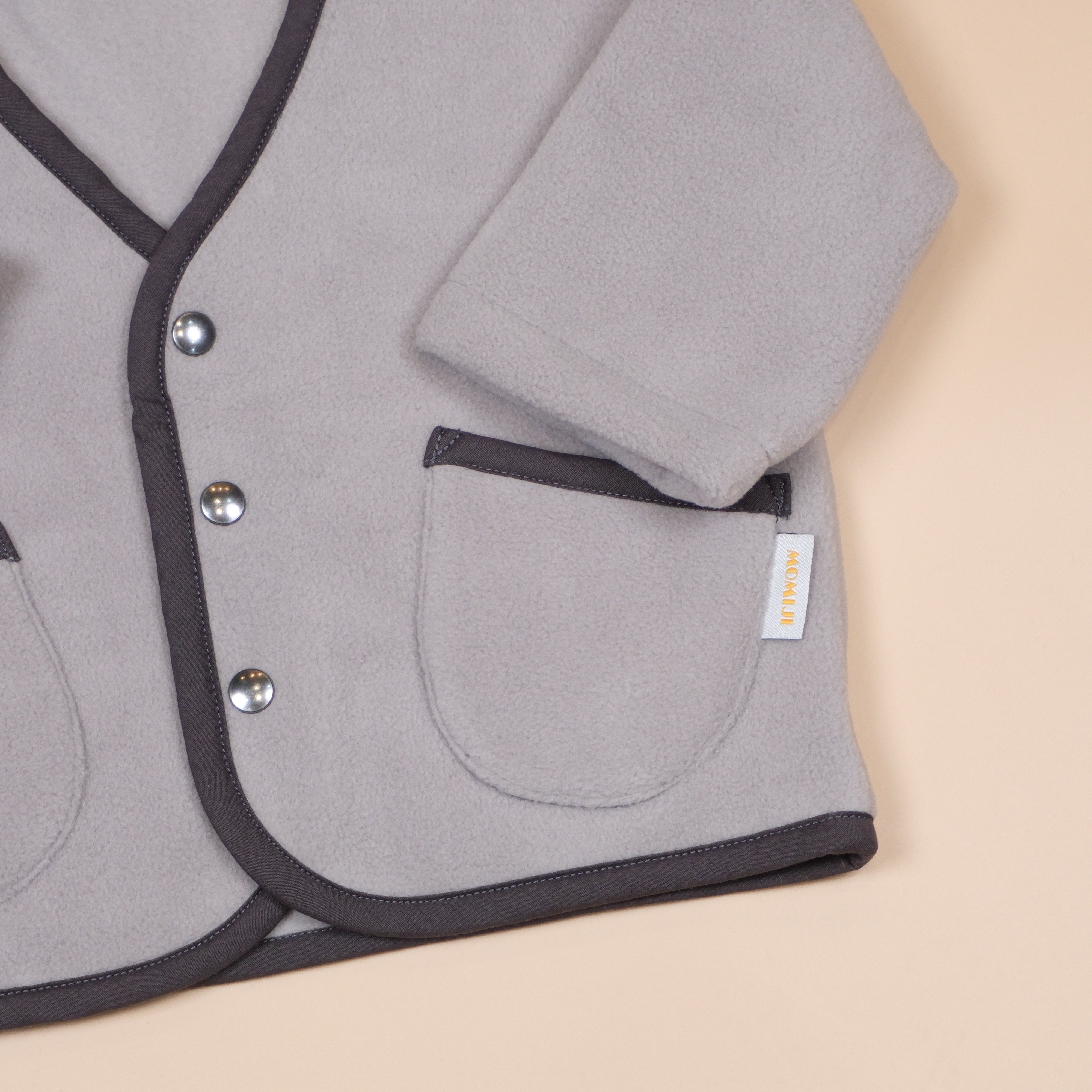 森森日常 ❖ 淺灰 ❖ 手作童裝刷毛按扣外套