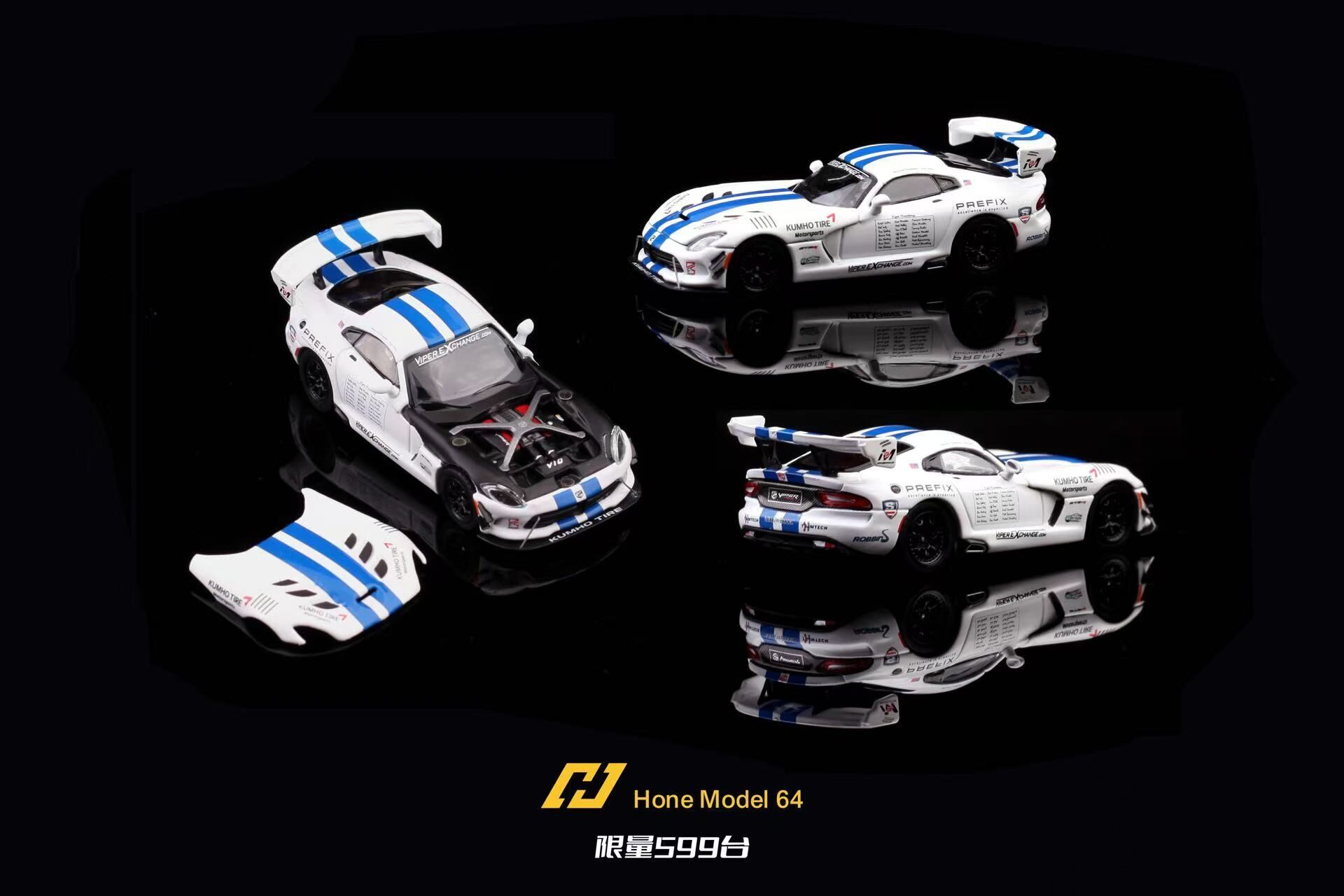 PO-$170 * HONE MODEL * 1:64 DODGE VIPER MK3 ACR WHITE RACE