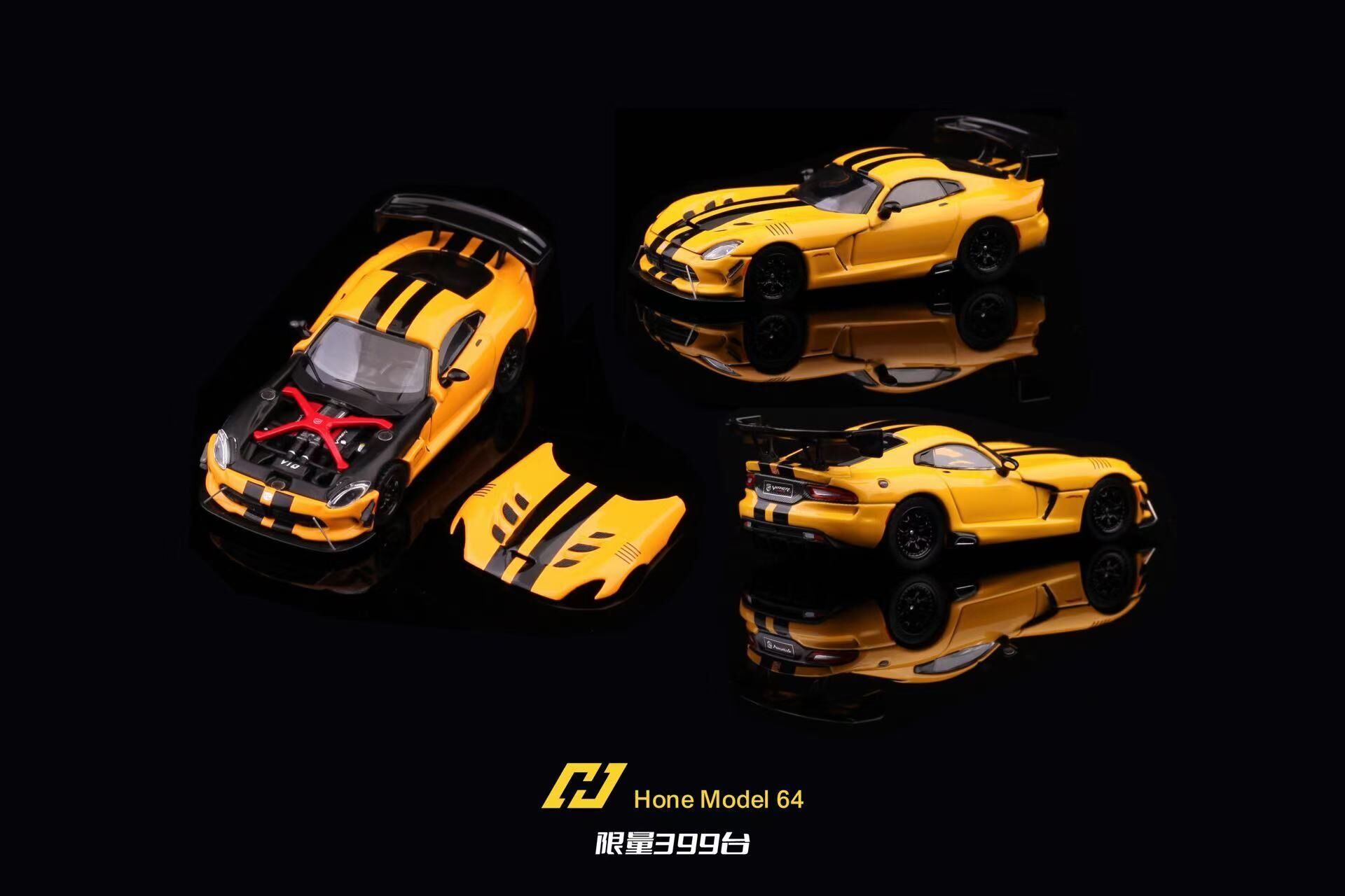 PO-$170 * HONE MODEL * 1:64 DODGE VIPER MK3 ACR YELLOW
