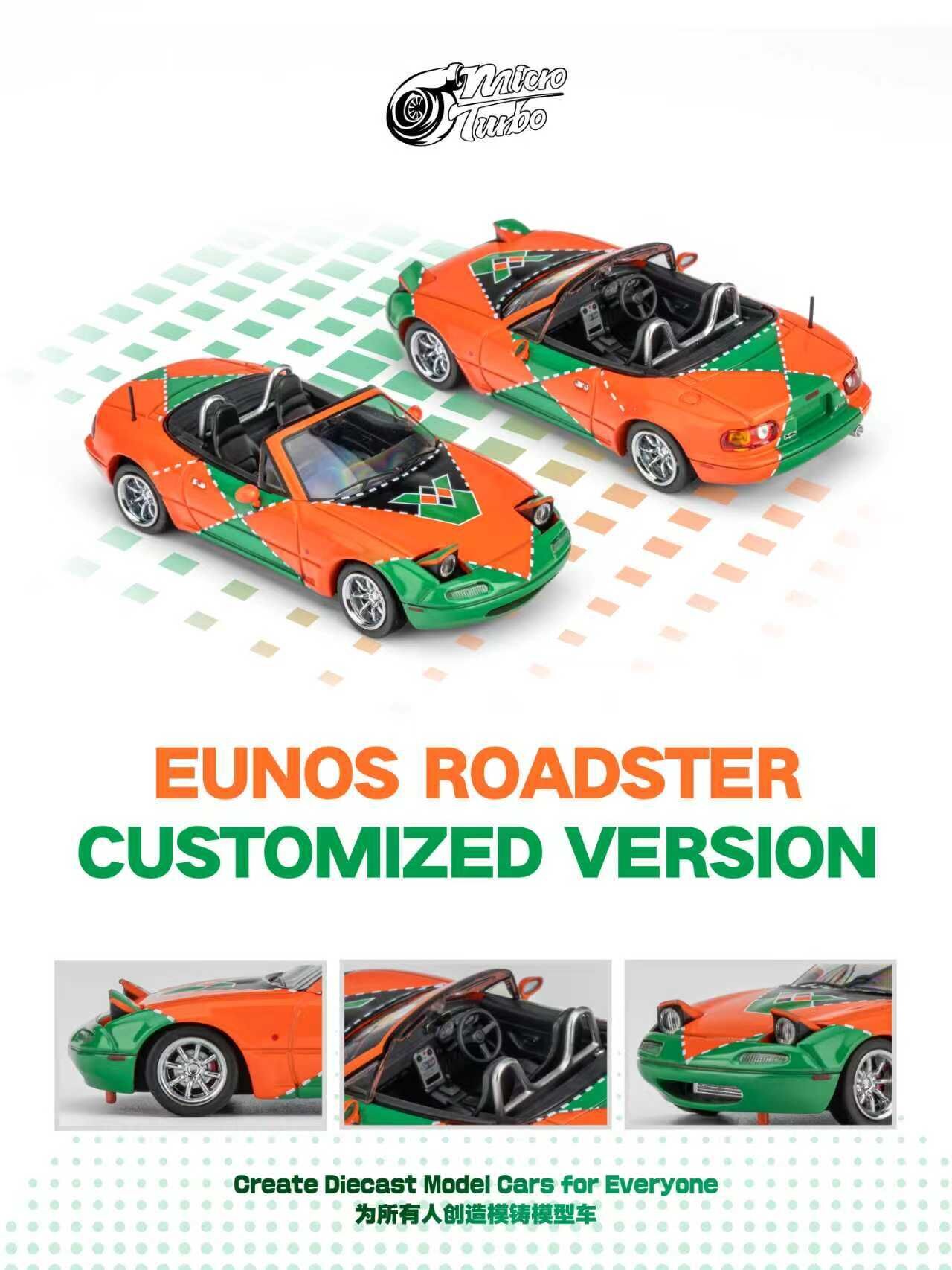 PO-$180 * MICRO TURBO * 1:64 EUNOS ROADSTER CUSTOMIZED VERSION ORANGE GREEN