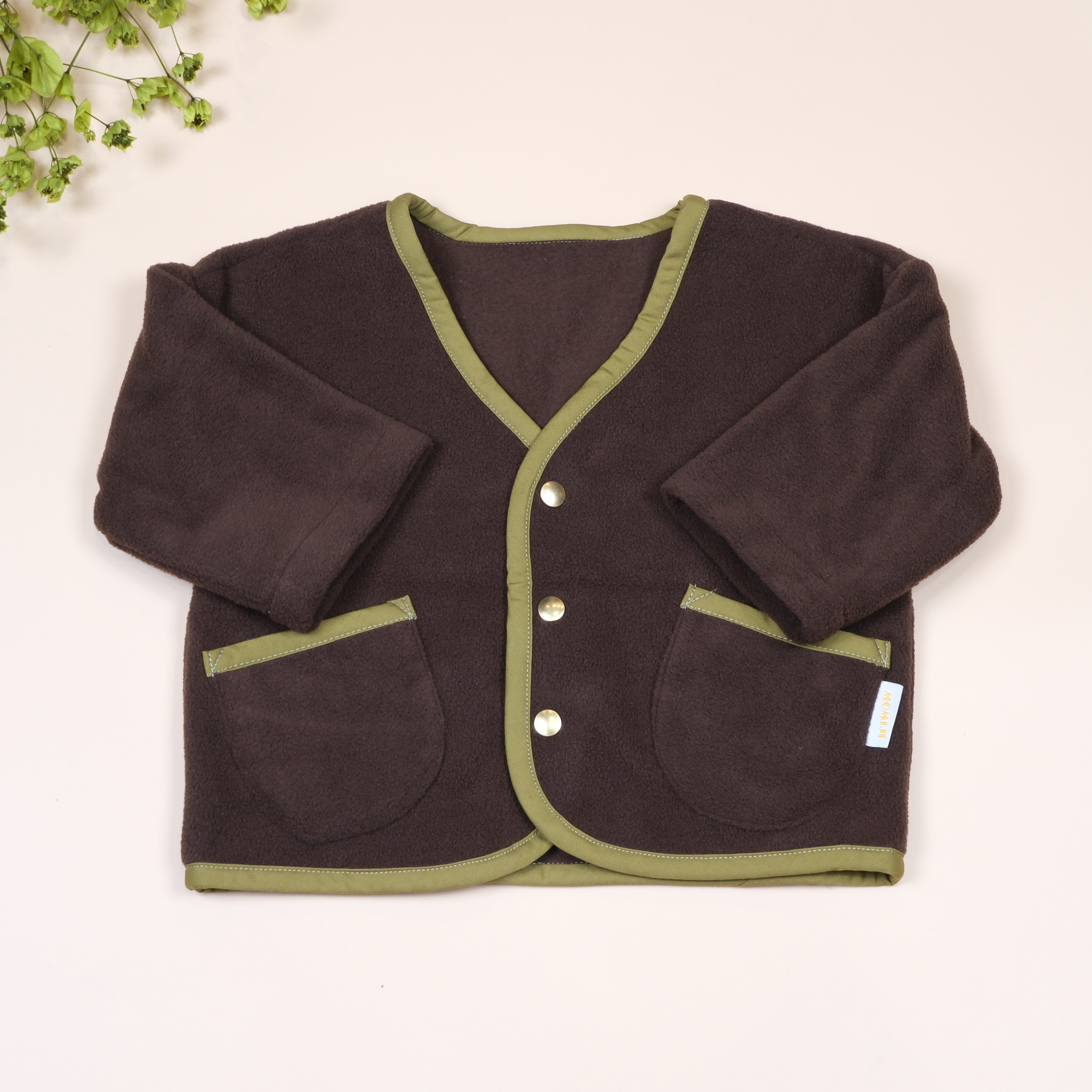 森森日常 ❖ 咖啡色 ❖ 手作童裝刷毛按扣外套