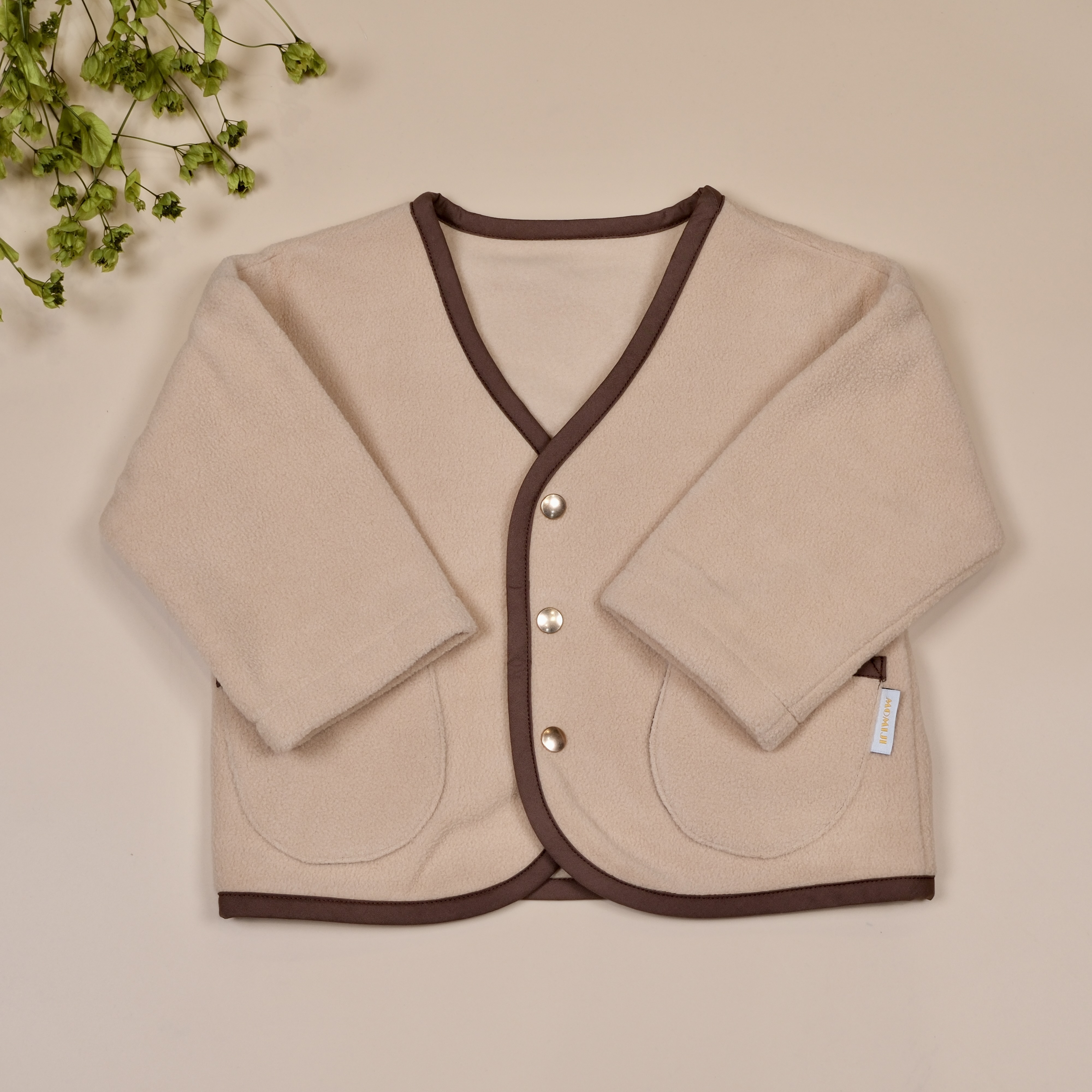 森森日常 ❖ 杏色 ❖ 手作童裝刷毛按扣外套