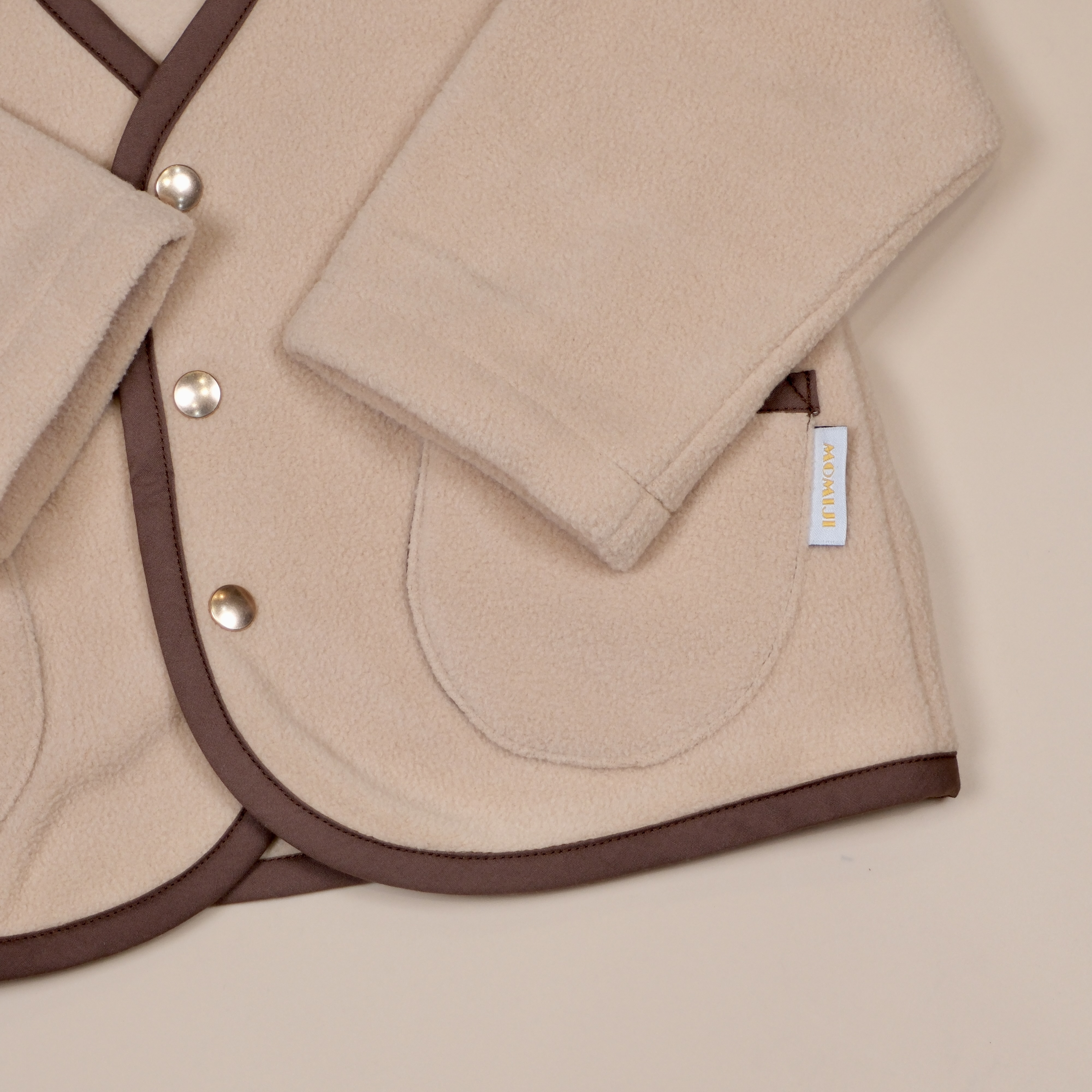 森森日常 ❖ 杏色 ❖ 手作童裝刷毛按扣外套