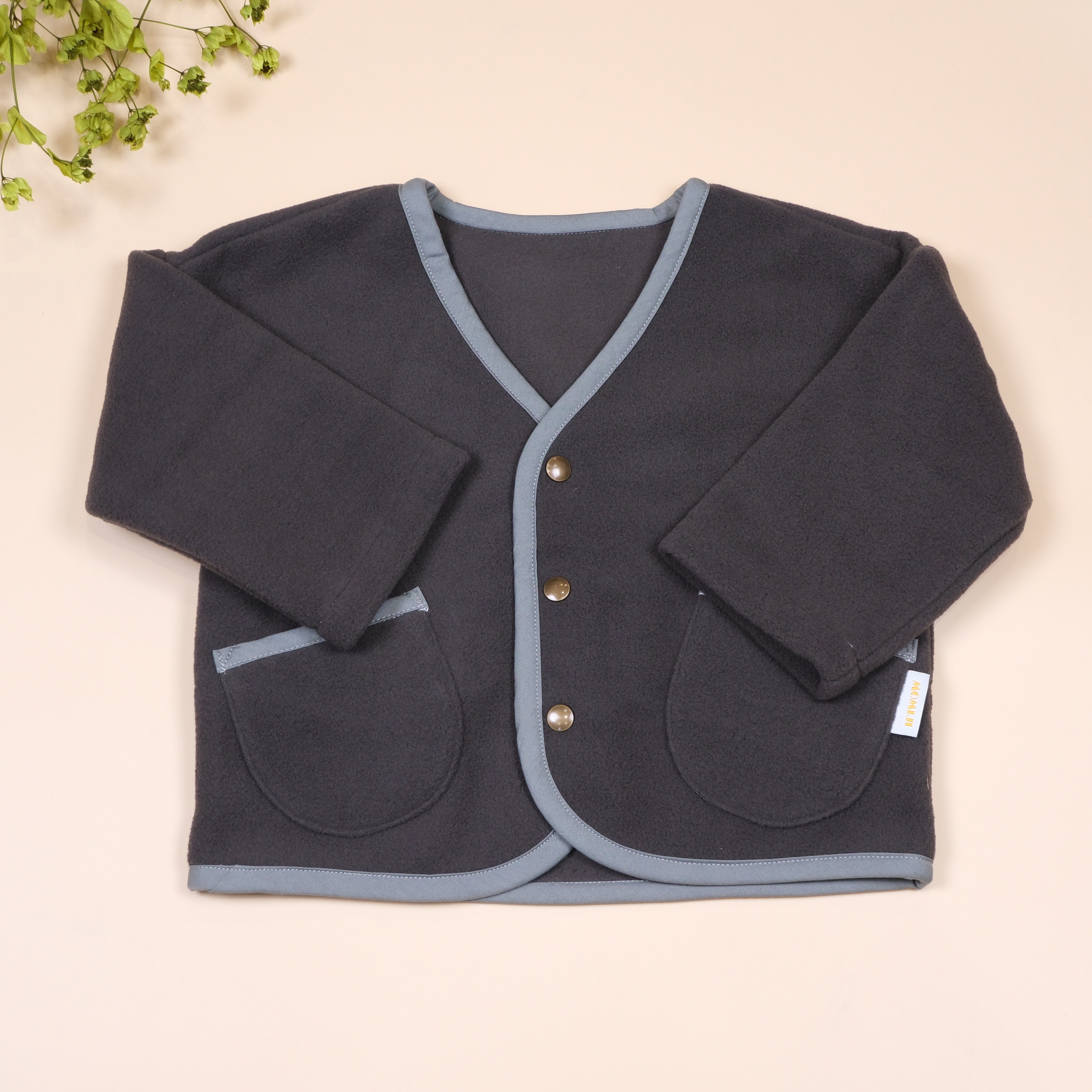 森森日常 ❖ 碳灰 ❖ 手作童裝刷毛按扣外套