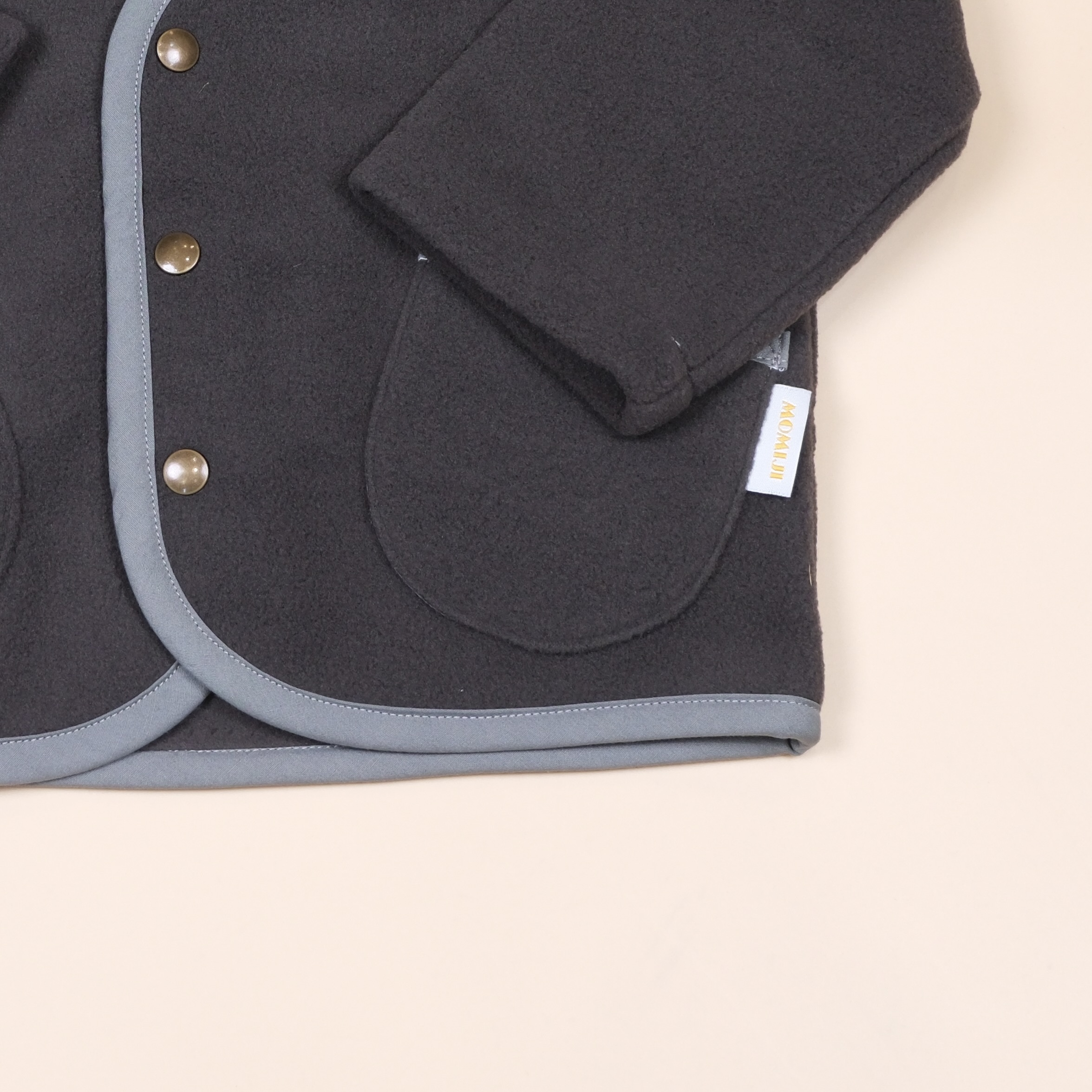 森森日常 ❖ 碳灰 ❖ 手作童裝刷毛按扣外套