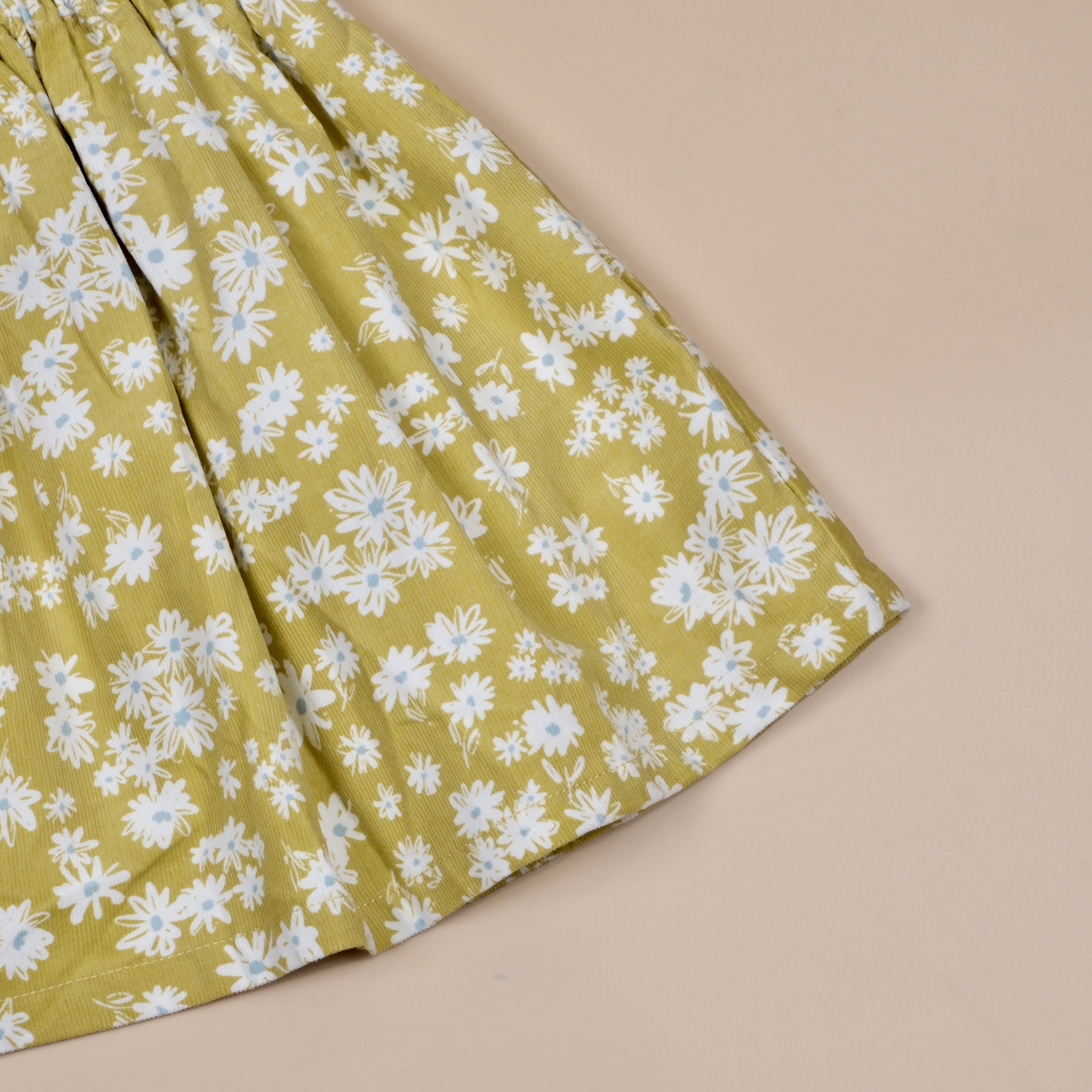 小雛菊橄欖黃色 ෆ 手作女童迷你短裙