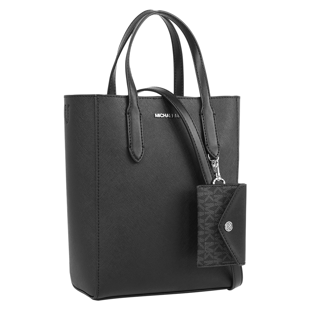 【Michael Kors】Vincent 金字防刮皮革附小袋小款手提/斜背二用包(黑色)