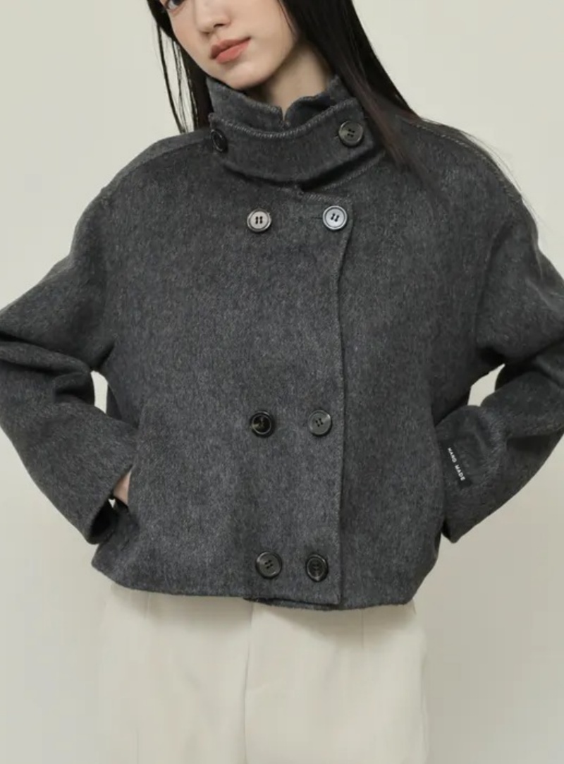 高級感立領羊毛短外套(100%綿羊毛）