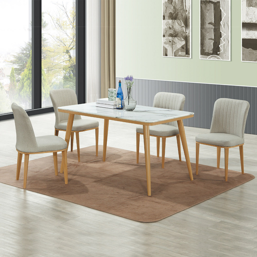 夏普4尺石面餐桌椅組(一桌四椅)