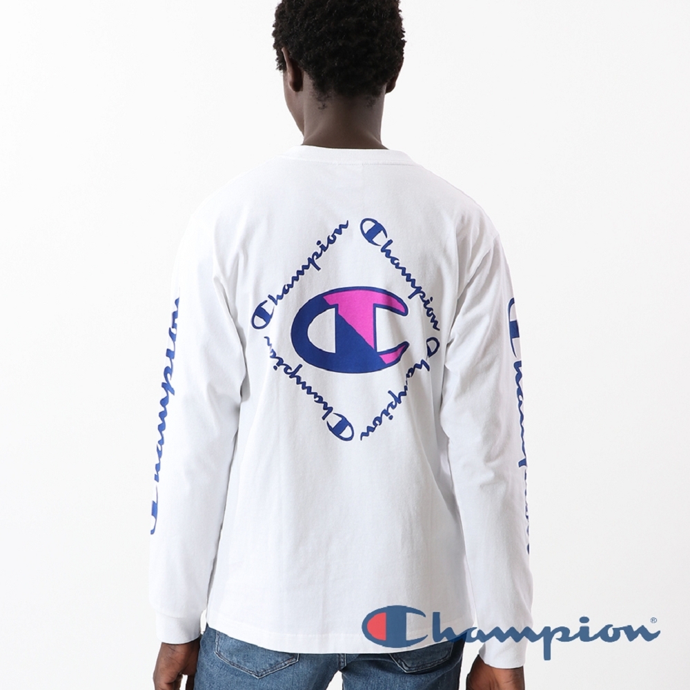 男款-CHAMPION AS 印花LOGO長TEE-白色（C3-R402-010）