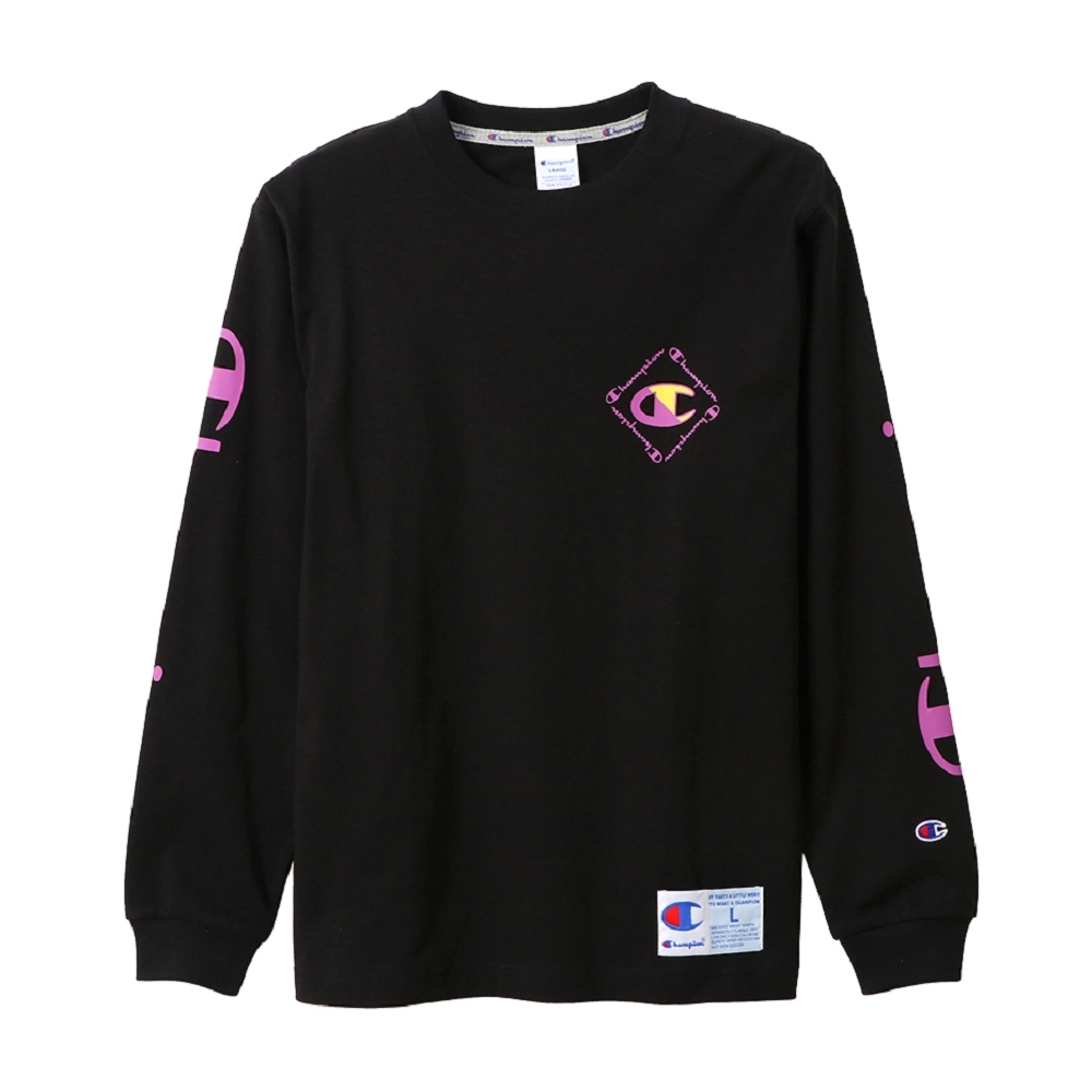 男款-CHAMPION AS 印花LOGO長TEE-黑色（C3-R402-090）