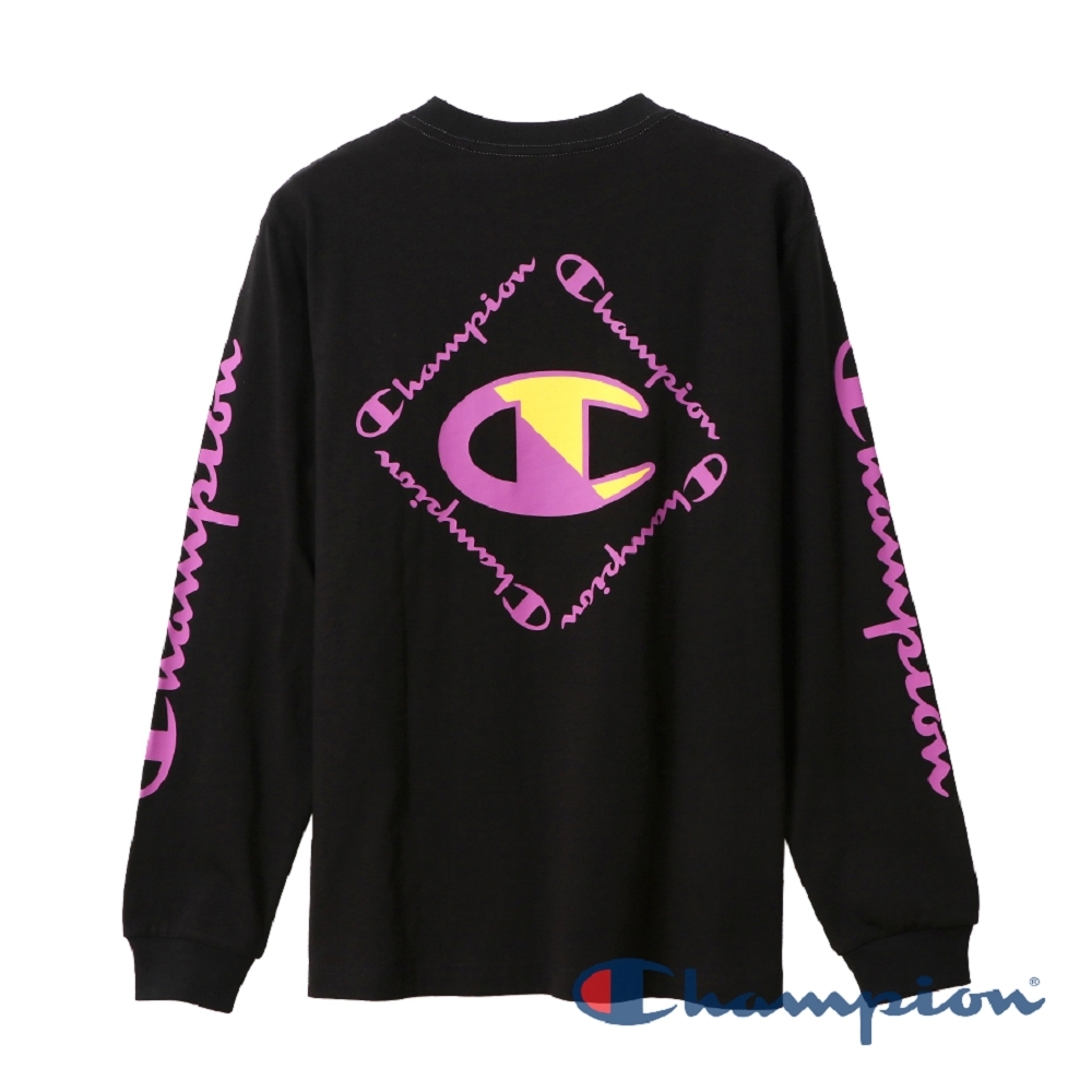 男款-CHAMPION AS 印花LOGO長TEE-黑色（C3-R402-090）