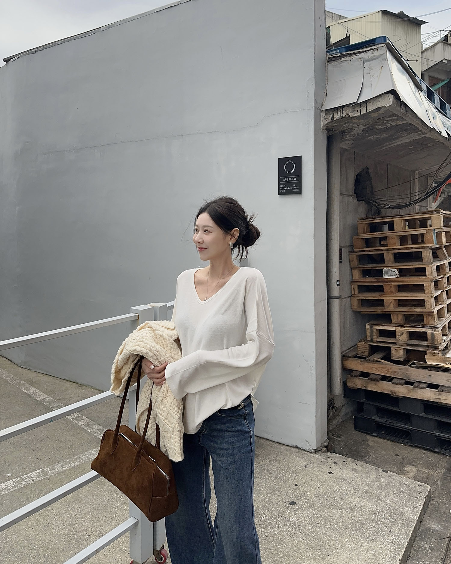 T1128 百搭內磨毛寬鬆素TEE / 2 colors