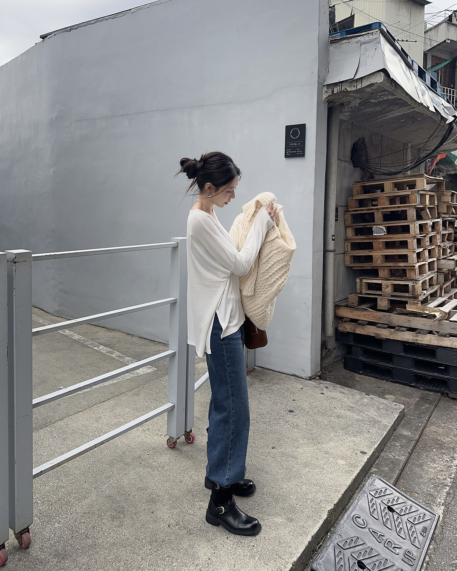 T1128 百搭內磨毛寬鬆素TEE / 2 colors