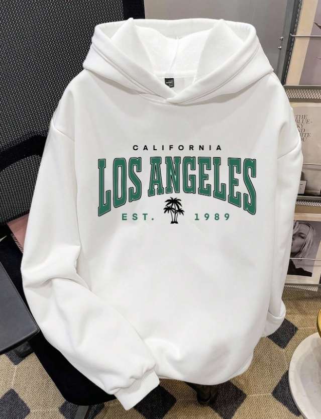 KADMAX大尺碼-大碼男士寬鬆洛杉磯英文圖案帽TEE〈KSMS2596〉