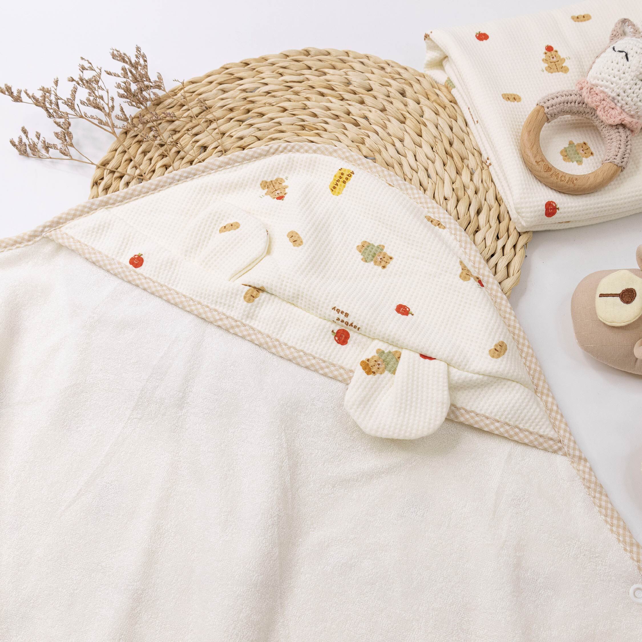 【JB0536】MIT原創蘋安小熊多用斗篷浴包巾