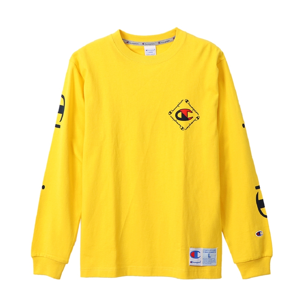 男款-CHAMPION AS 印花LOGO長TEE-黃色（C3-R402-740）