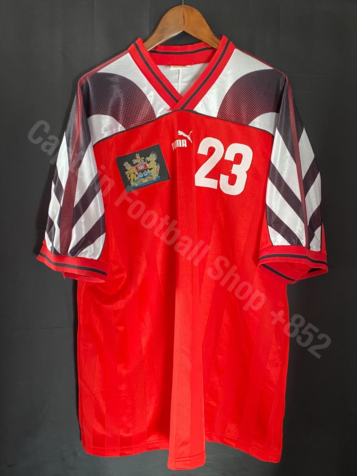 (Display) Hong Kong Football Team 1996 Puma Home Match Worn Issue Shirt #23 K M TONG
