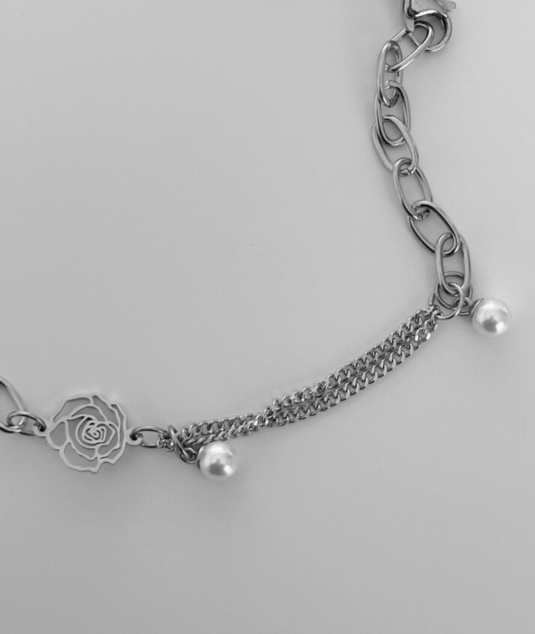 (yeji同款) OFUSE - pearl drop choker (rose)