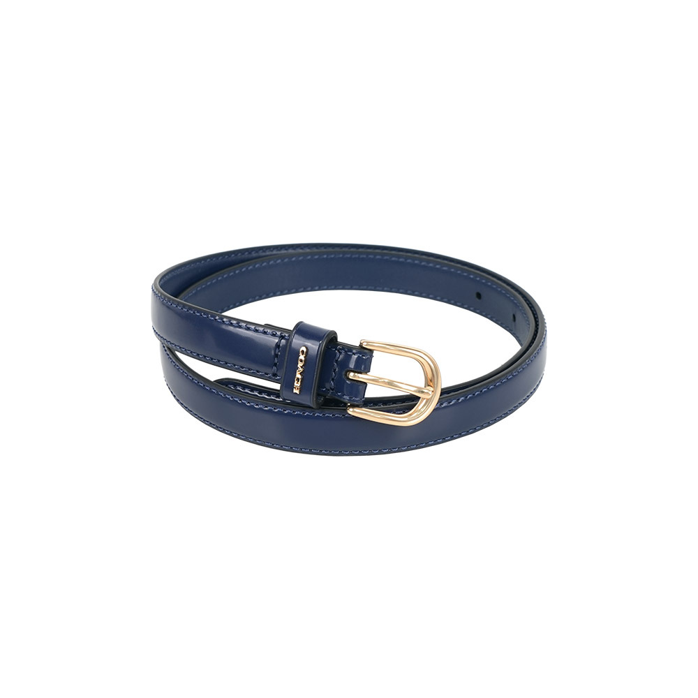 【COACH】經典金色指針釦寬1.8cm皮帶 S / M (深藍色)