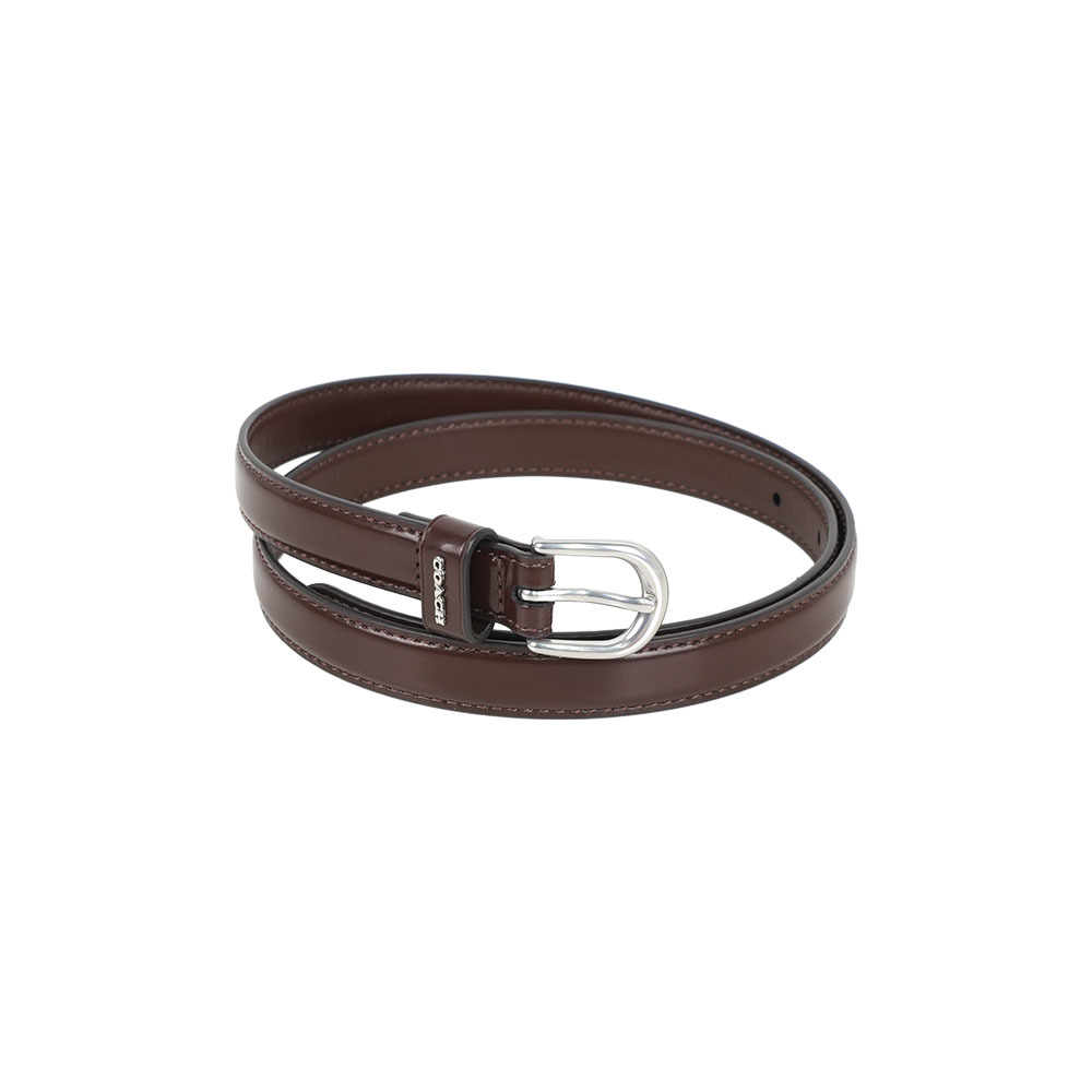 【COACH】經典銀色指針釦寬1.8cm皮帶 S /M (楓葉棕)