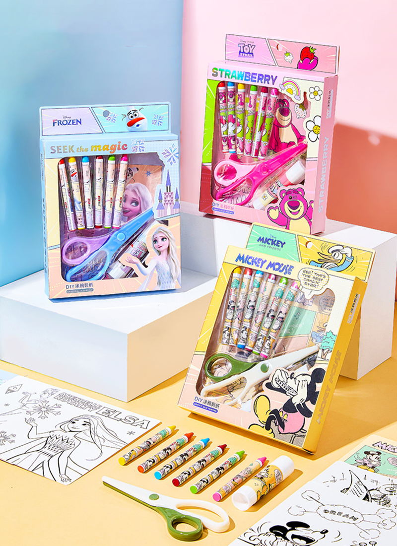 迪士尼兒童手作剪紙DIY蠟筆塗鴉套裝  A90114