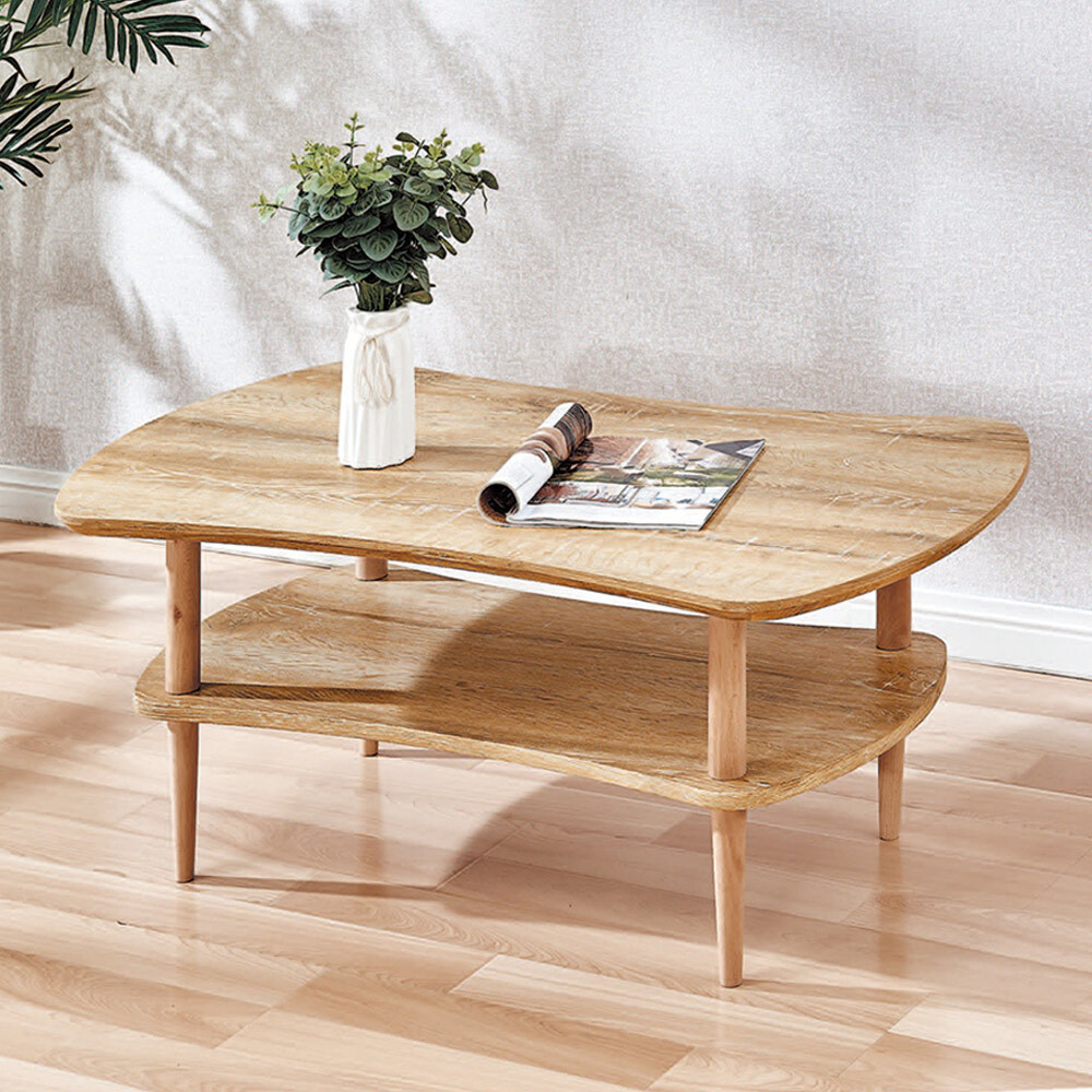 珊德3.7尺原木色雙層大茶几