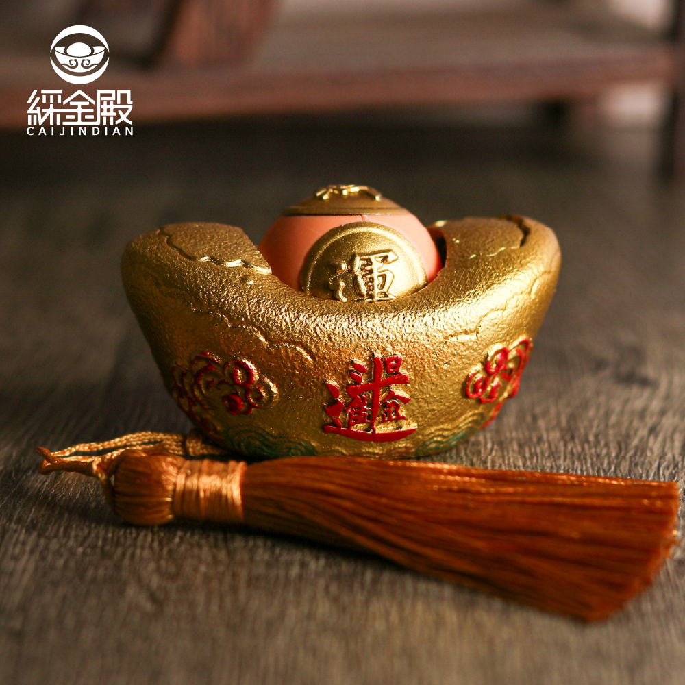 財源滾滾元寶擺件-富貴金｜財運珠｜聚財暴富｜轉動｜財運｜茶桌擺件｜過爐加持【綵金殿】