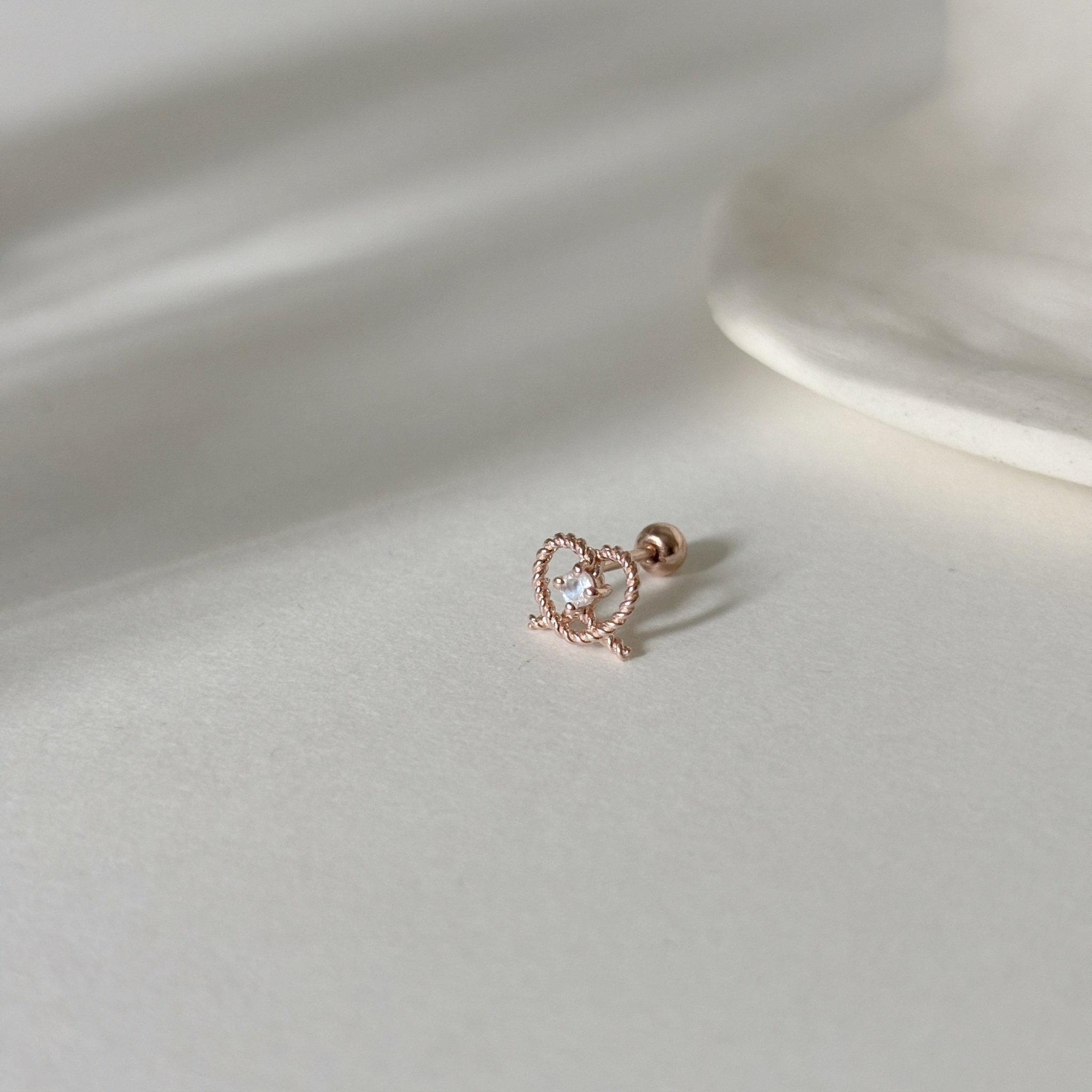 麻花pretzel月光石轉珠耳環