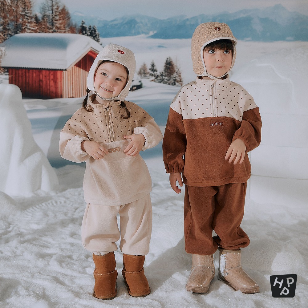 Happy Prince▾冬 奶茶點點抓絨套裝